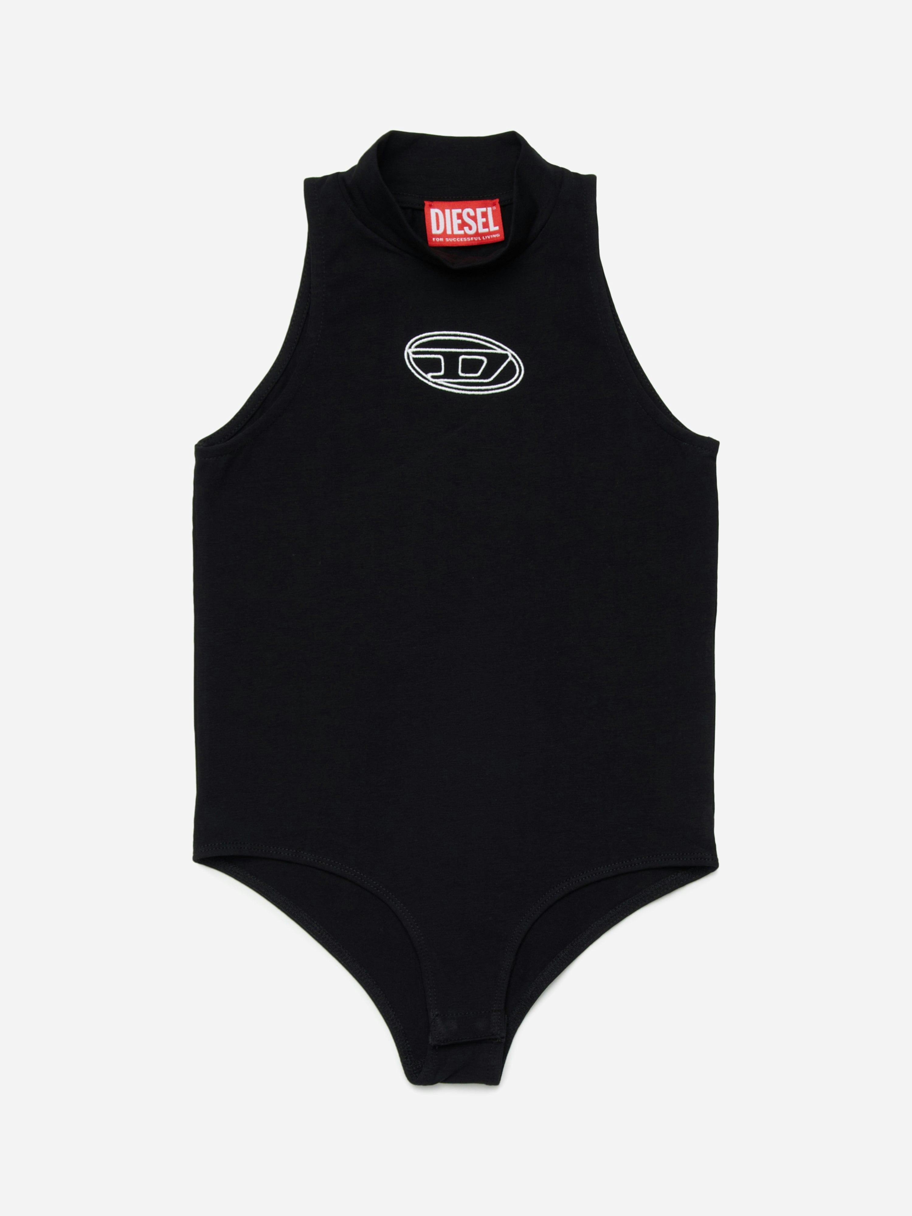 Diesel Girls Black/Blue Oval D Logo Bodysuit In - 6 Yrs