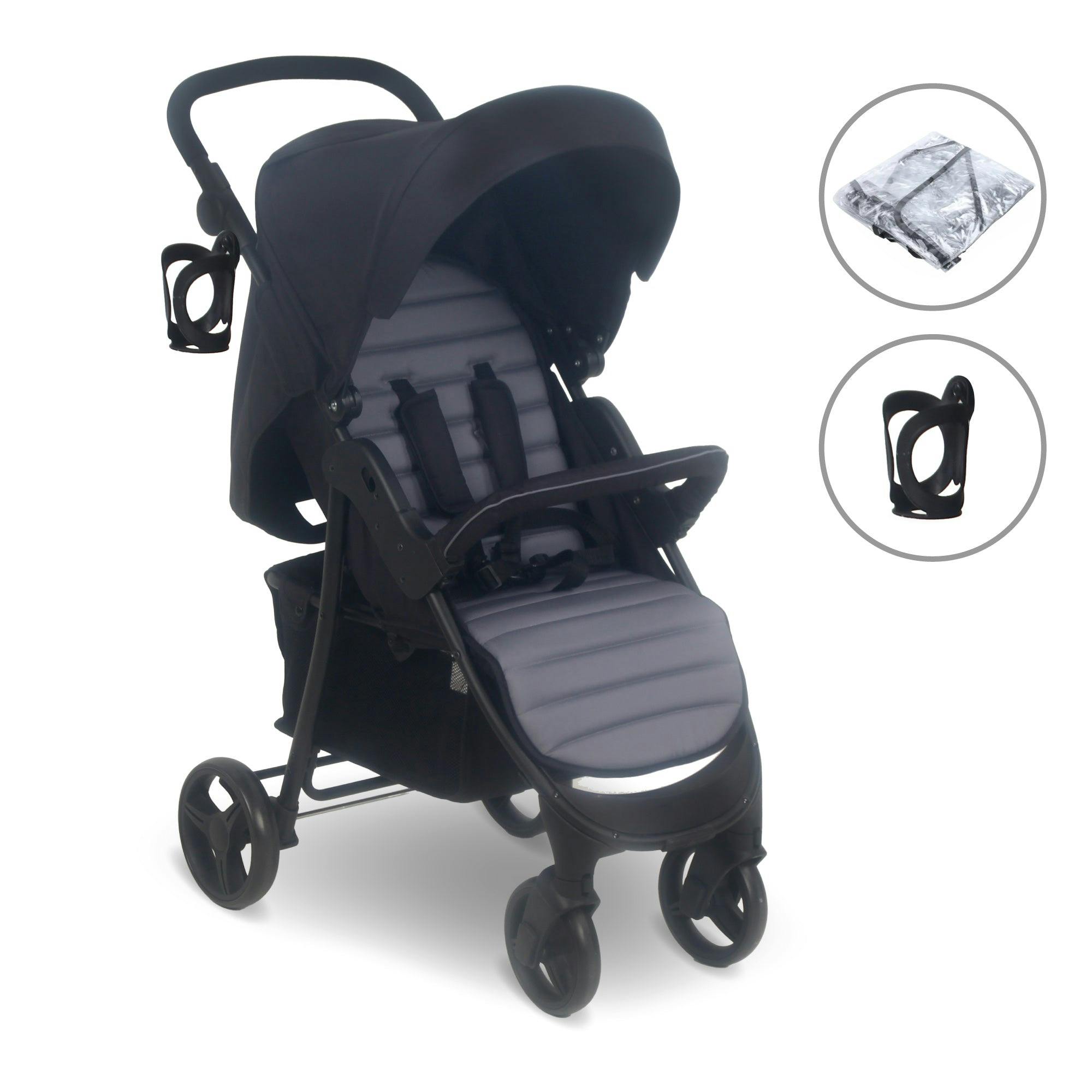 My Babiie Mb30 Plus Pushchair - Black / Grey - Image 3