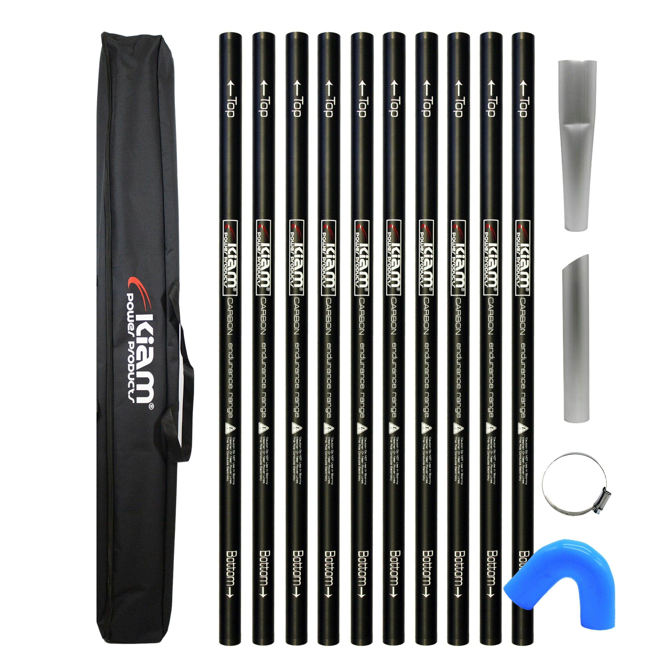 Equip2clean Carbon Fibre Endurance Range Push-Fit Gutter Vacuum Pole Kit (51Mm Diameter) 20Ft-40Ft Kits - 20Ft (6M) Kit