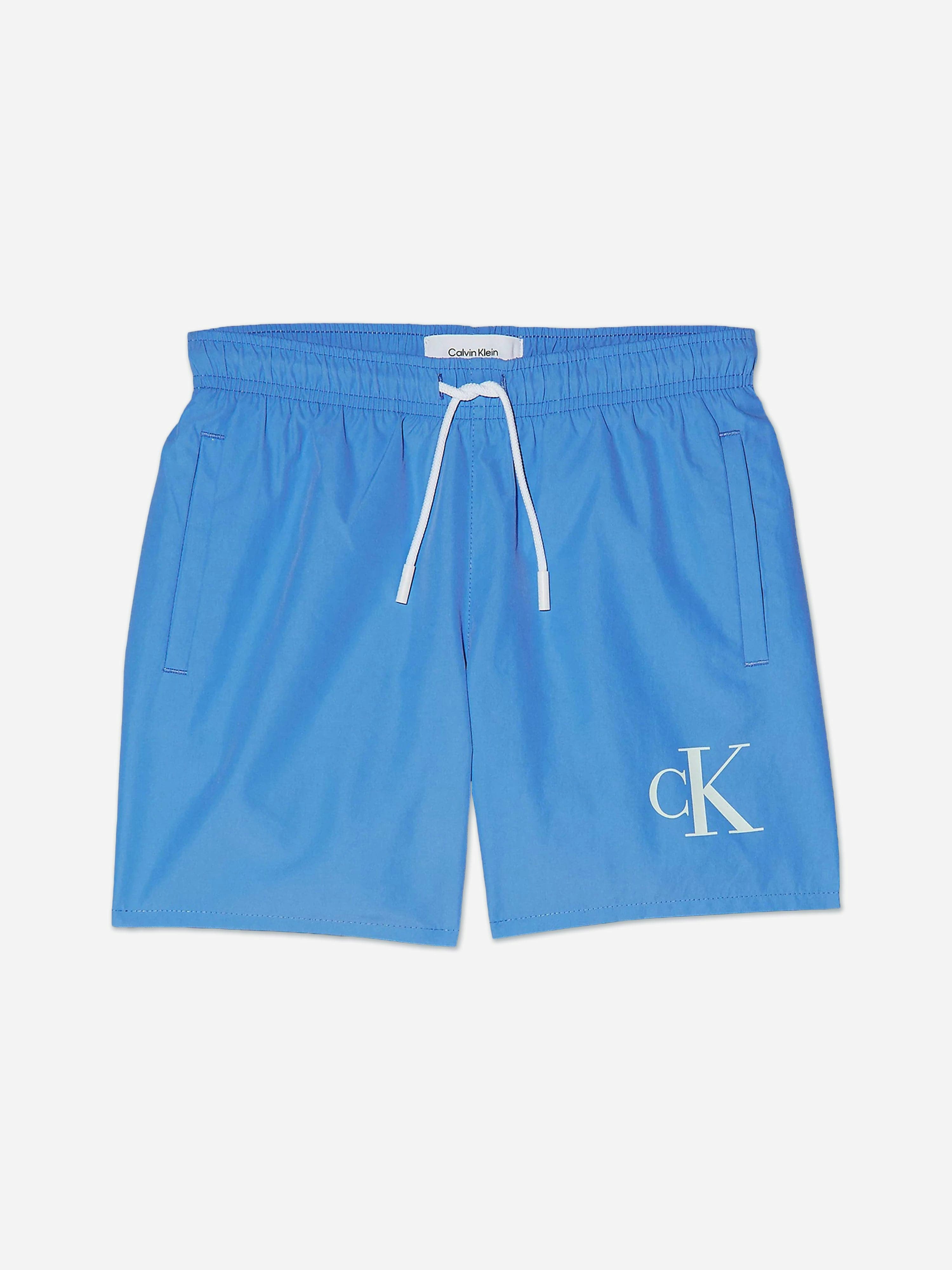 Calvin Klein Boys Blue Logo Swim Shorts In - 8 - 10 Yrs
