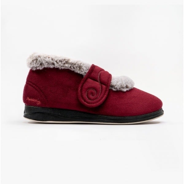Padders Women's Burgundy Hush (2E Fit) Touch Fasten Boot Slippers Combi - Uk 6