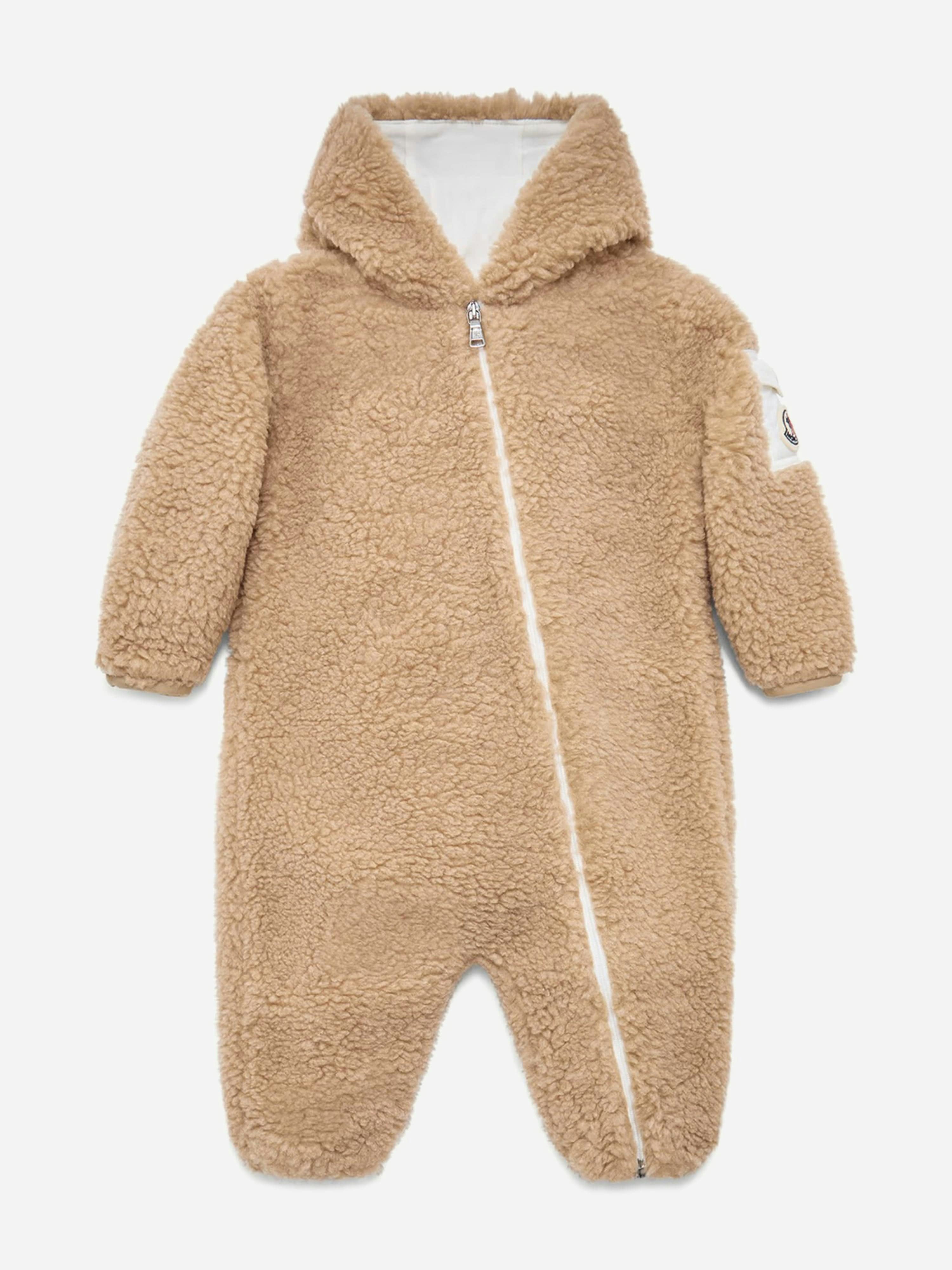 Moncler Enfant Men's Beige Baby Teddy Fleece Romper In - 6 - 9 Mths