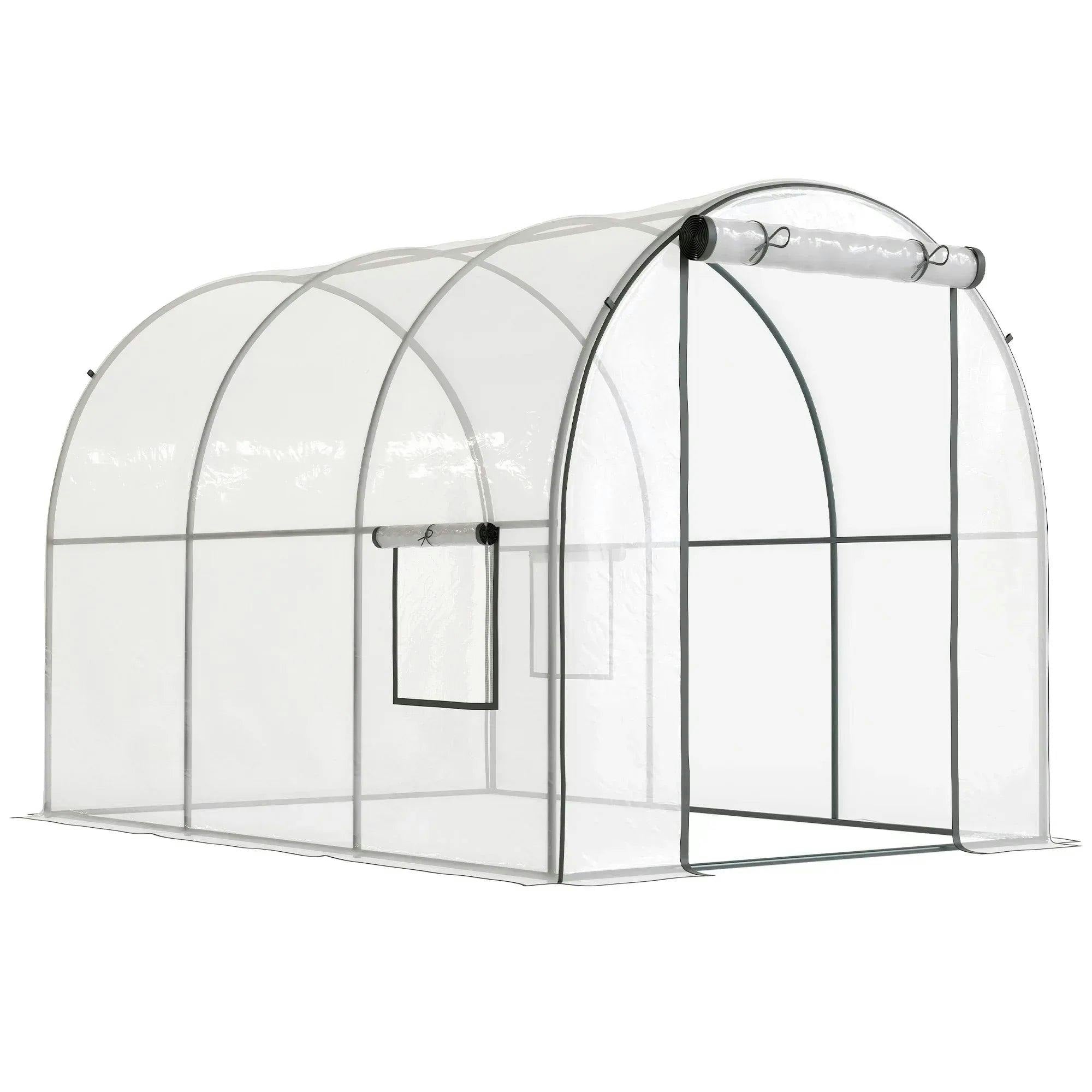 Outsunny Unisex Clear Polytunnel Greenhouse With Cover, Walk-In Grow House, X 2 X 2M Size 3 - Image 5