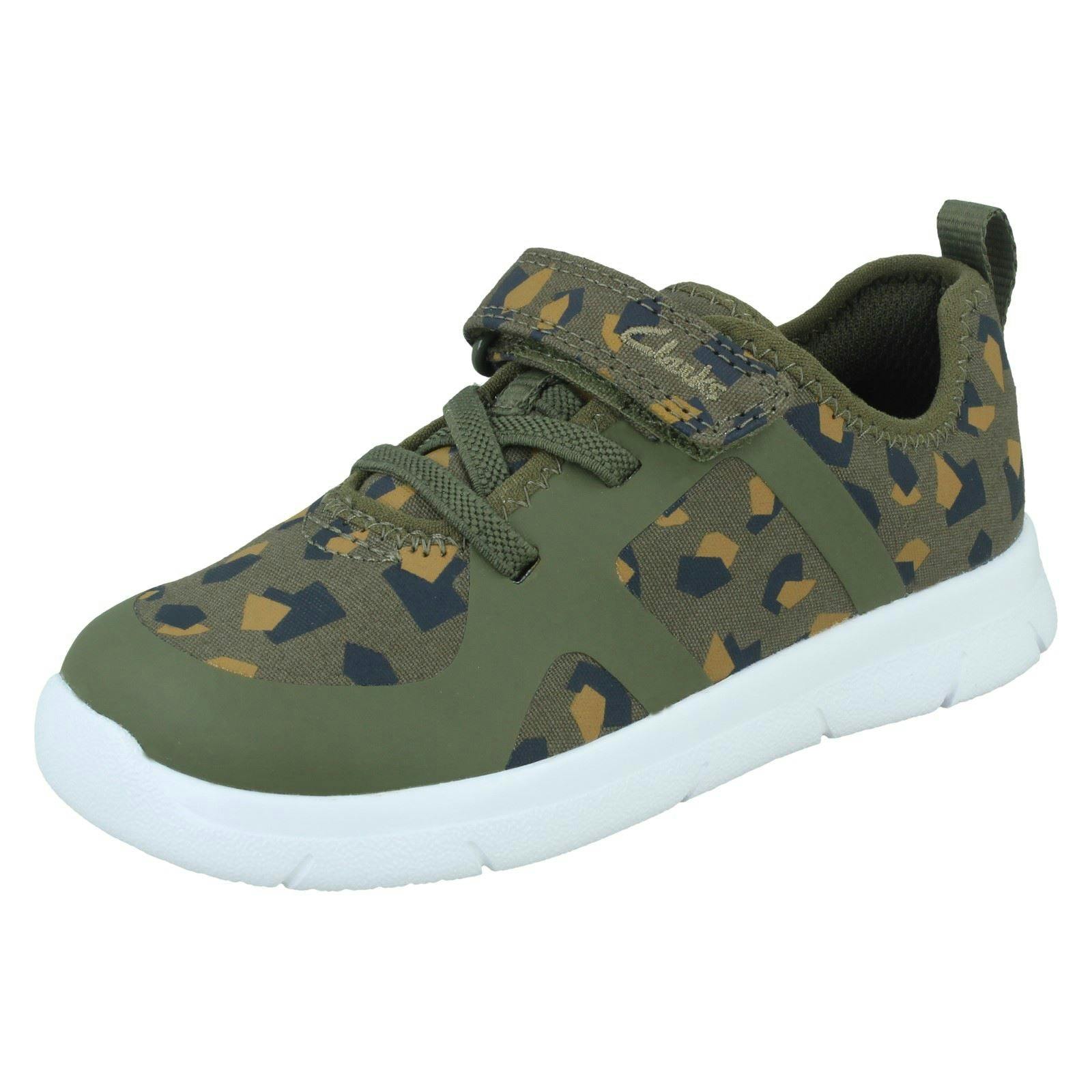 Clarks Unisex Kids Childrens Girls Boys Casual Trainers Ath Flux - Olive Camo - Uk 5 Infant - F