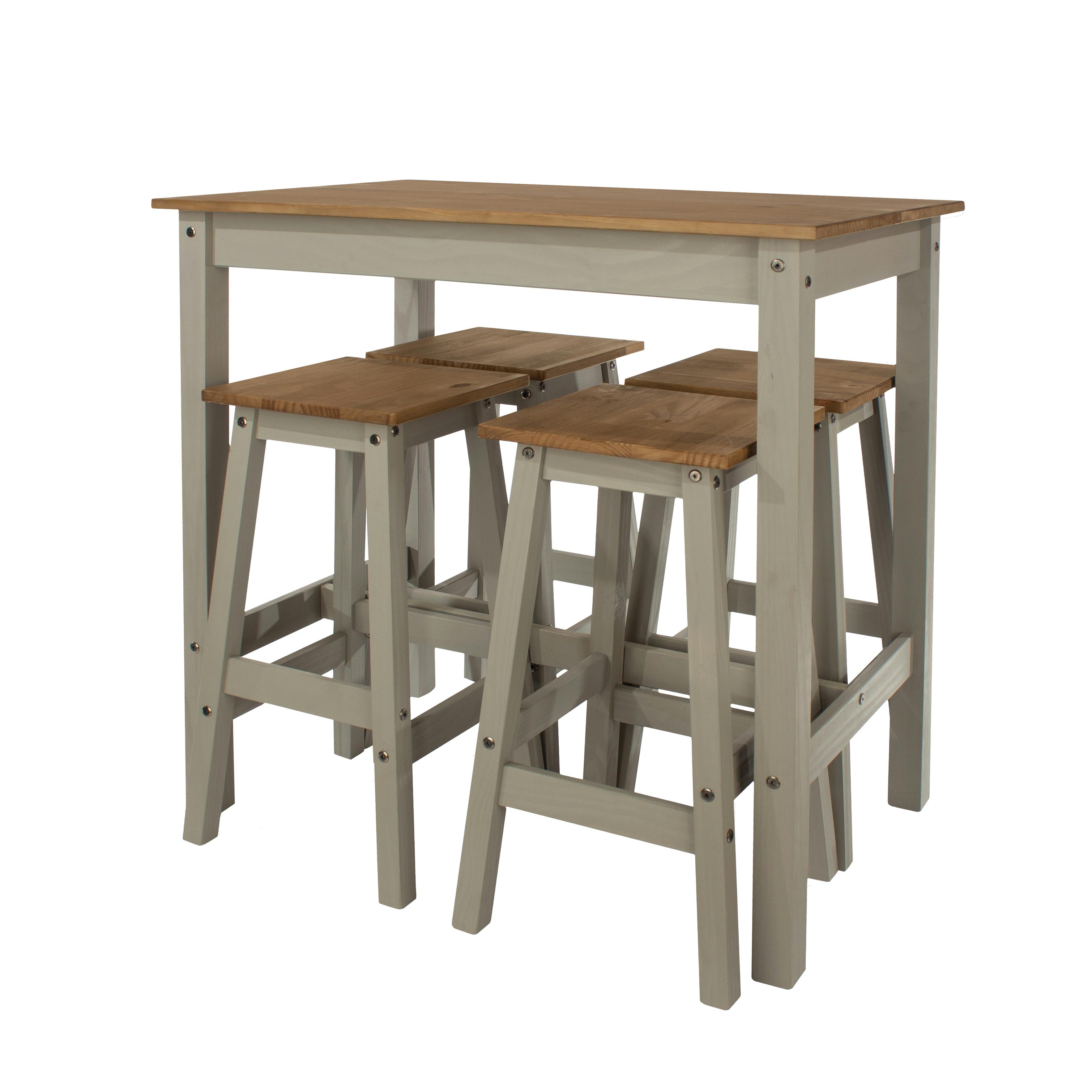 Rackhams Grey Corona Drop-Leaf Breakfast Dining Set, Table & 4 Stools