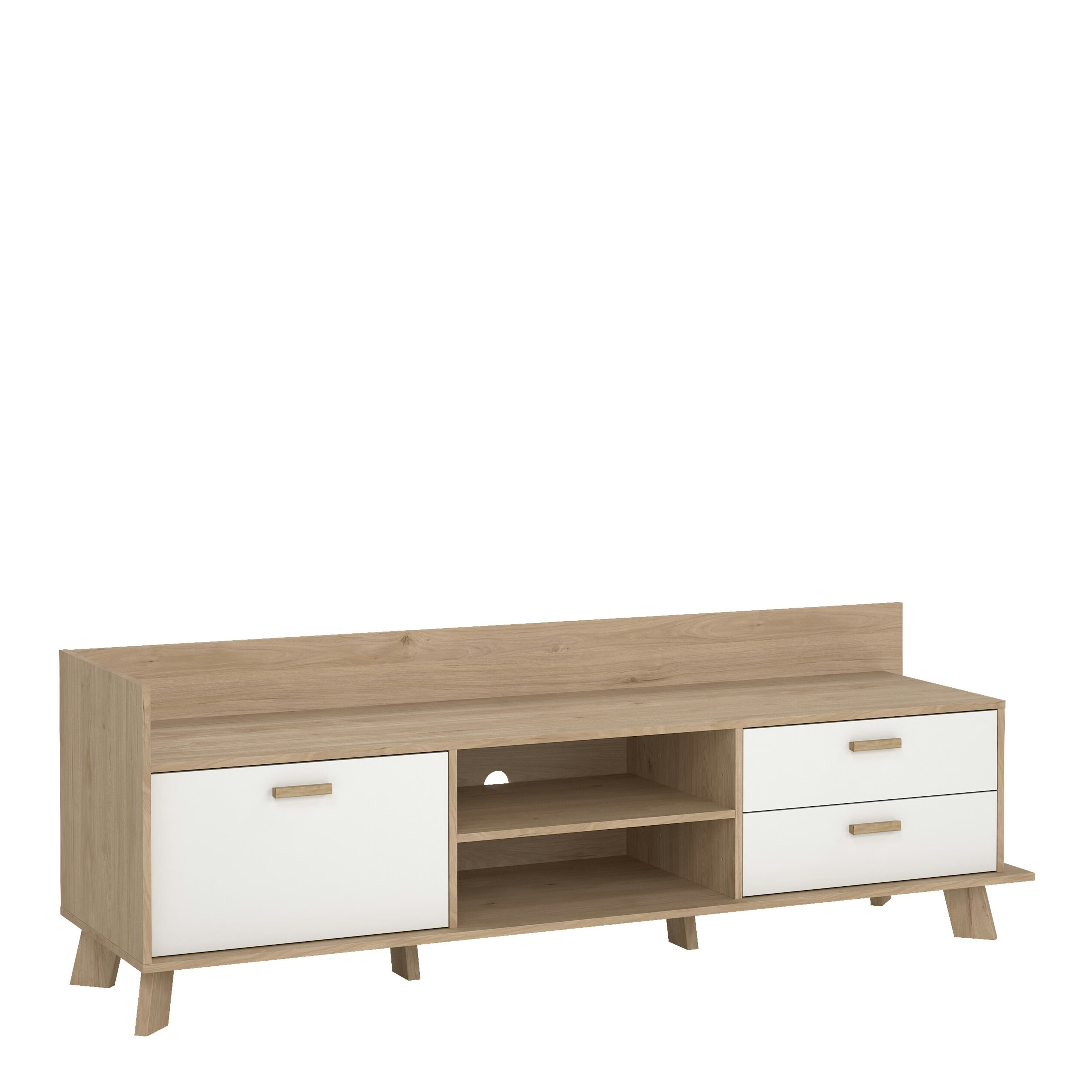 Furniture To Go White Ikast Tv-Unit With 1 Door + 2 Drawers In Jackson Hickory And - 1