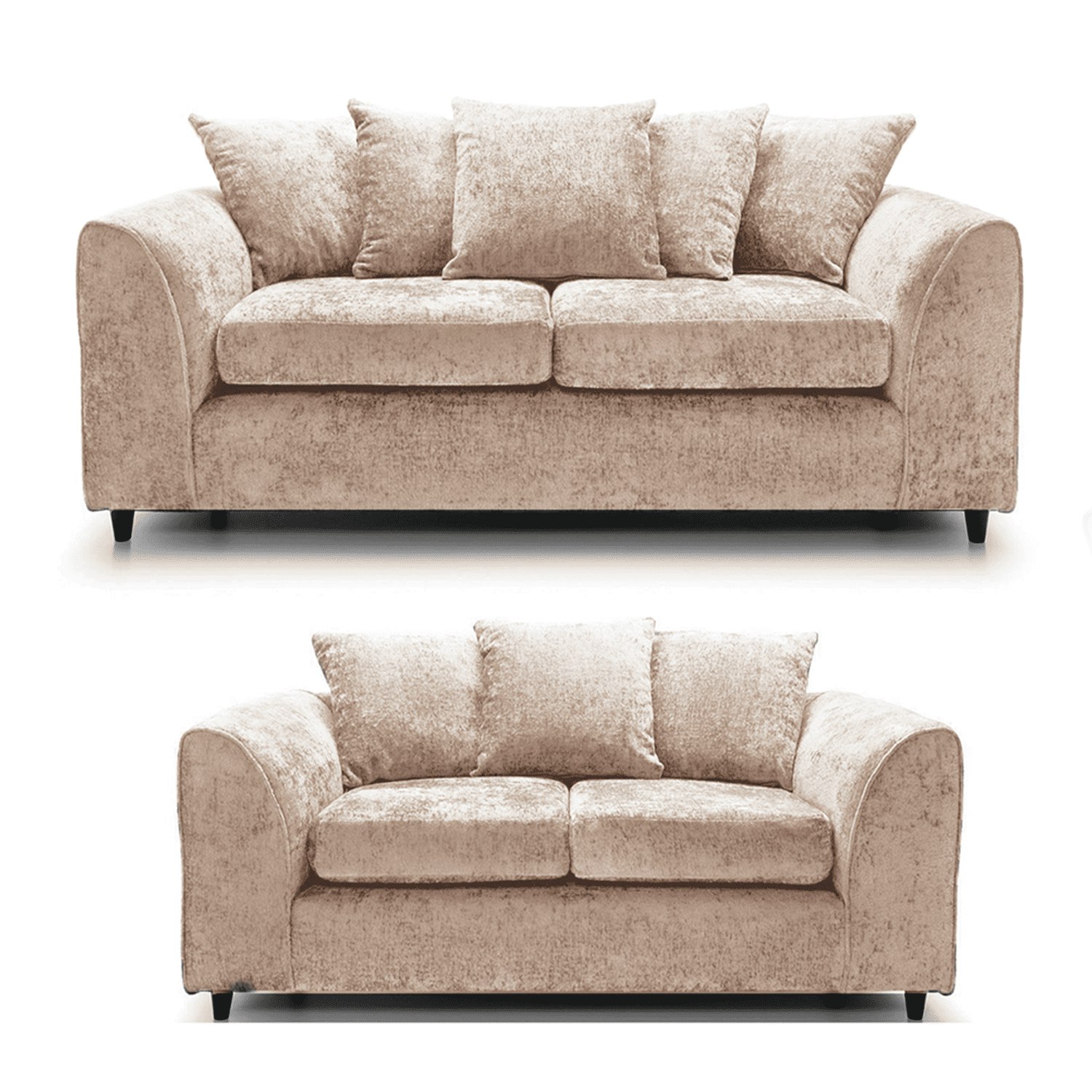 Furnishings For Less Beige Monaco Chenille Fabric Sofa Suite
