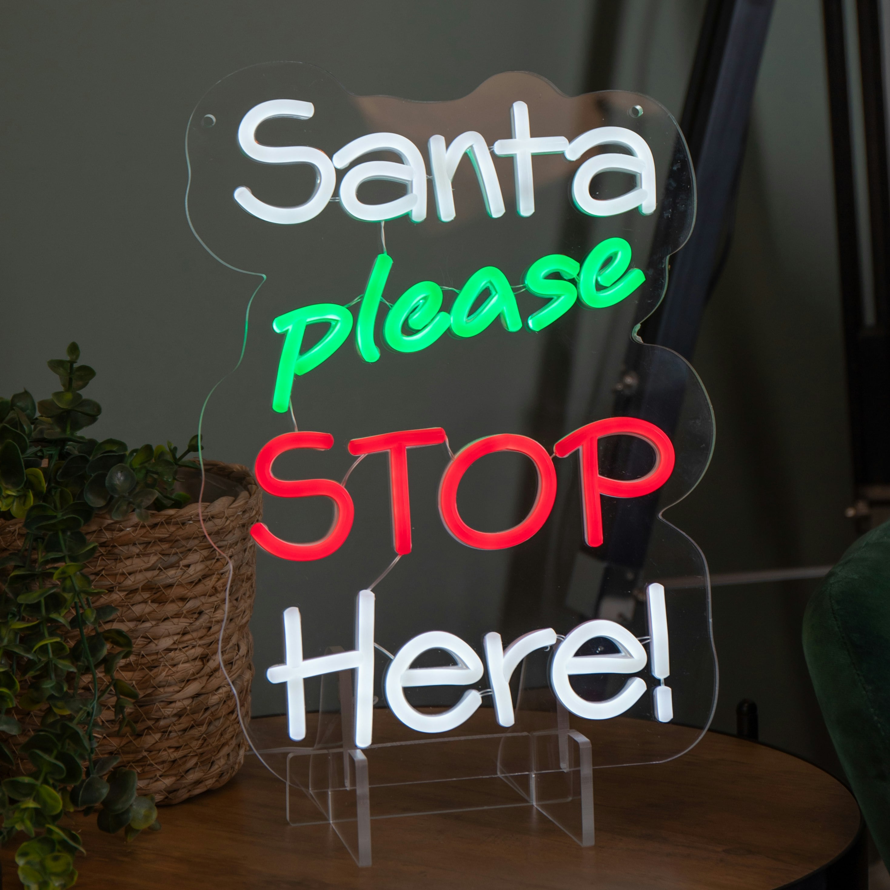 Samuel Alexander Neon Christmas Sign - Santa Please Stop Here - LED - 35cm - Image 5