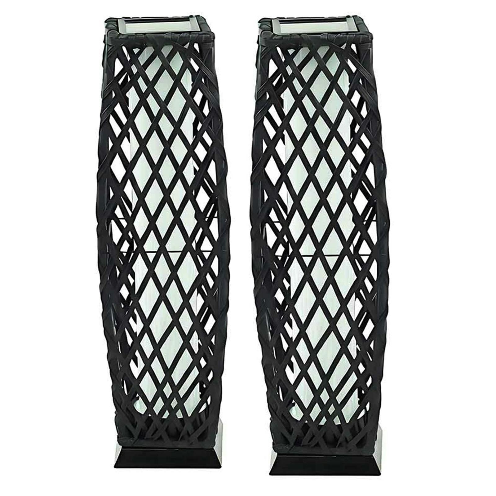 Rackhams White/Light Set Of 2 Solar Rattan Lantern Floor Lamps Led Garden Lights Charcoal