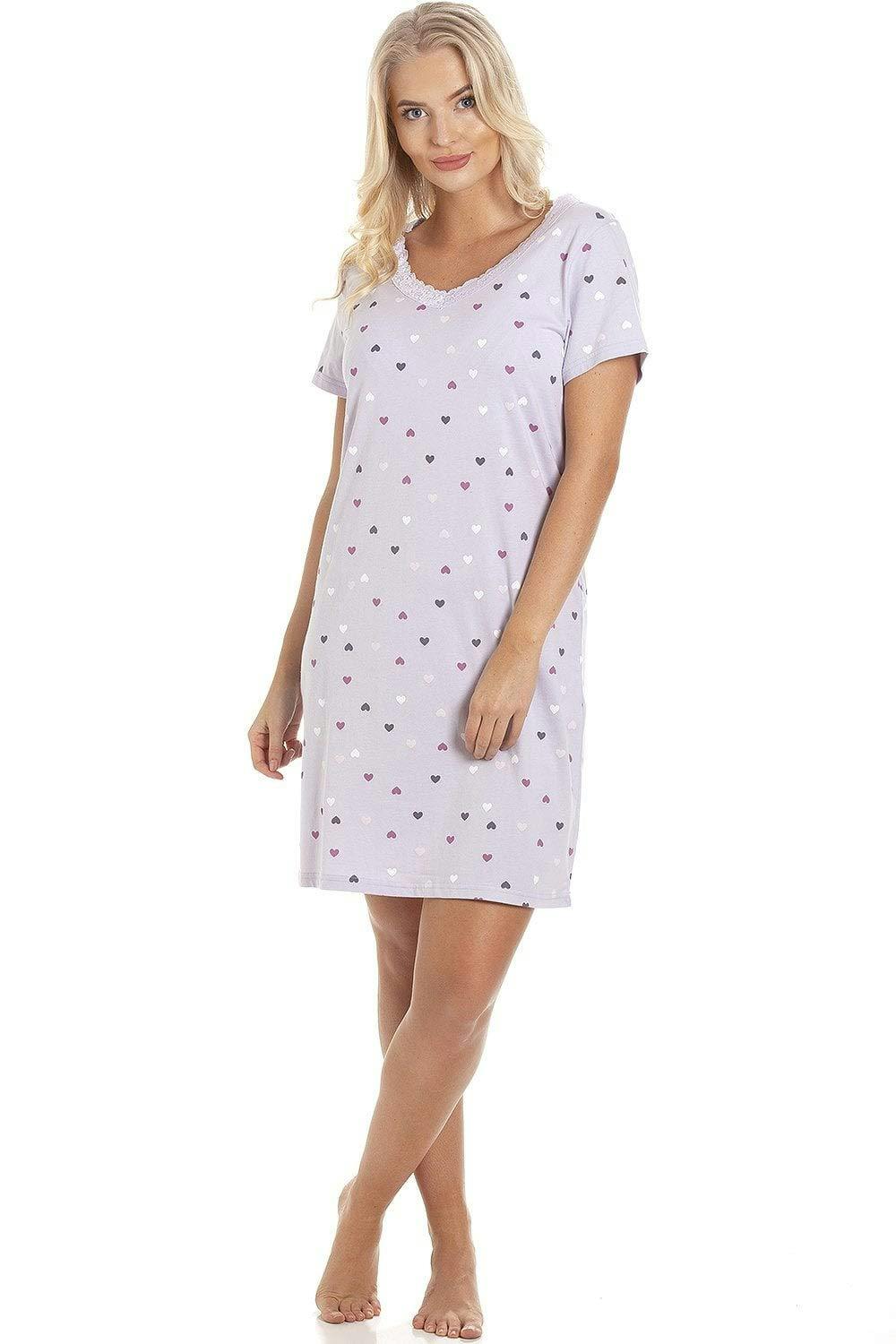 Camille Women's Lilac Soft Cotton Summer Nightdresses - 10-12