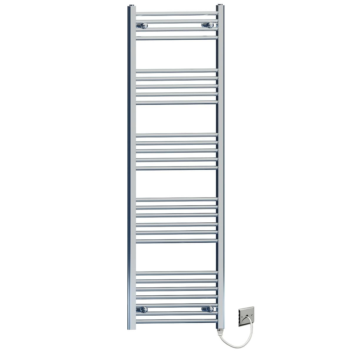 Myhomeware 550Mm X 1600Mm Chrome Flat Electric Pre-Filled Heated Towel Rail Radiator For Bathroom Designer Standard Element