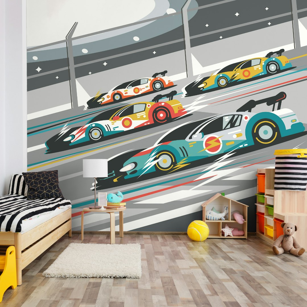 Origin Murals Grey Sports Cars Wall Mural - Medium - W300cm X H240cm