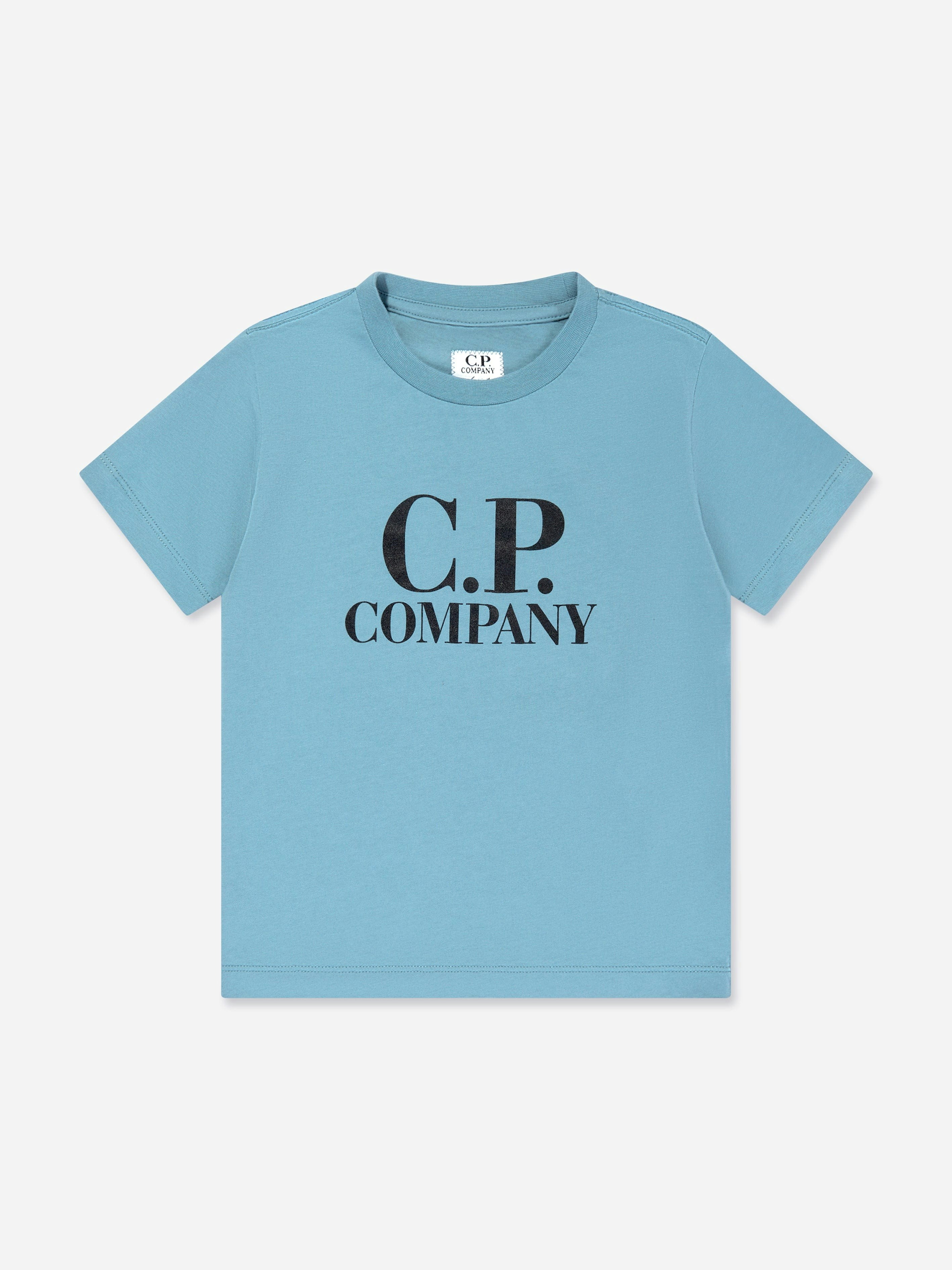C.p. Company Boys Blue Logo Back Goggle T-Shirt In - 14 Yrs