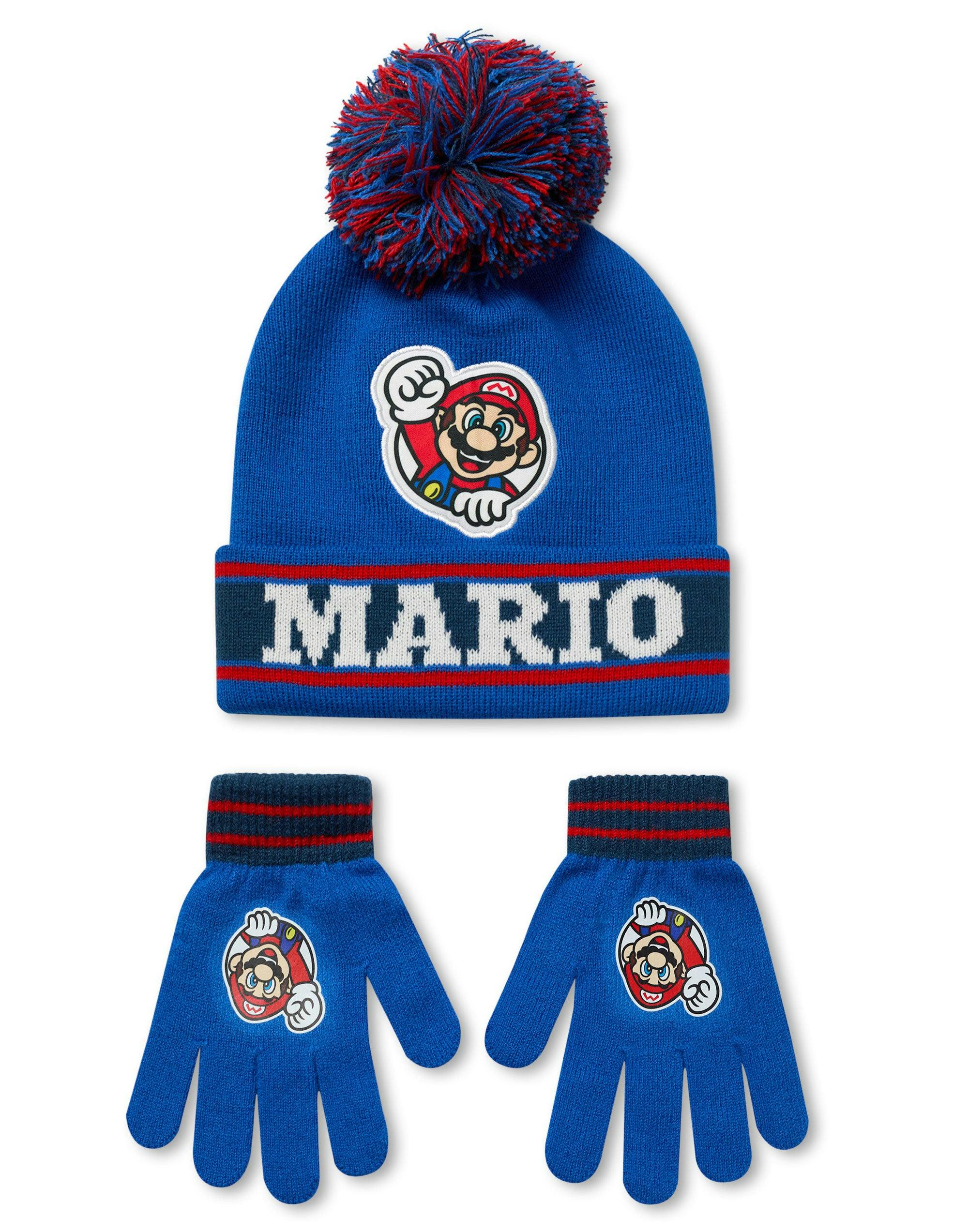 Vanilla Underground Boys Blue/Red Nintendo Multicolou Super Mario Beanie And Gloves Set (One Size)
