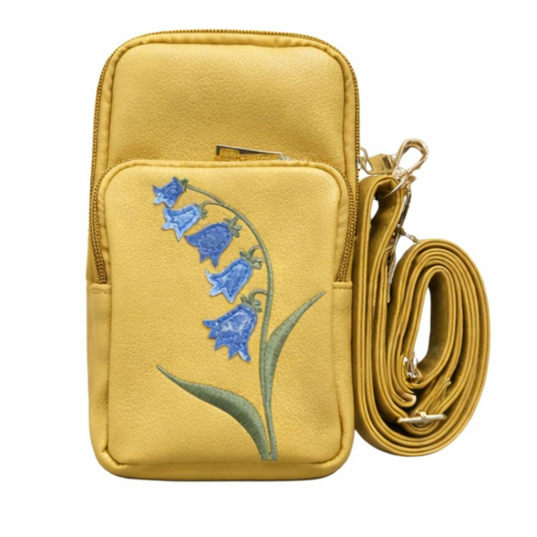 Fores Collection Yellow Bluebell Embroidered Crossbody Phone Bag