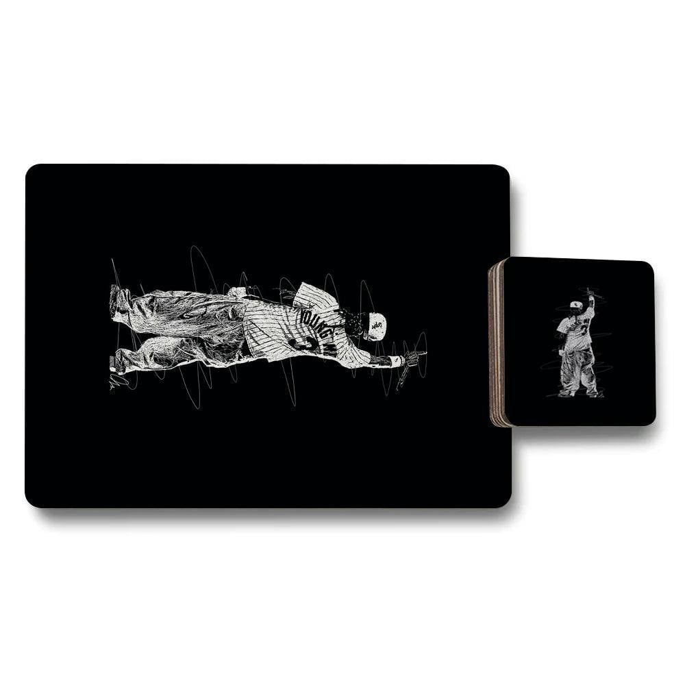 Rackhams Set Of 12 Placemats And Coasters With Designer Artwork Wood Bottom