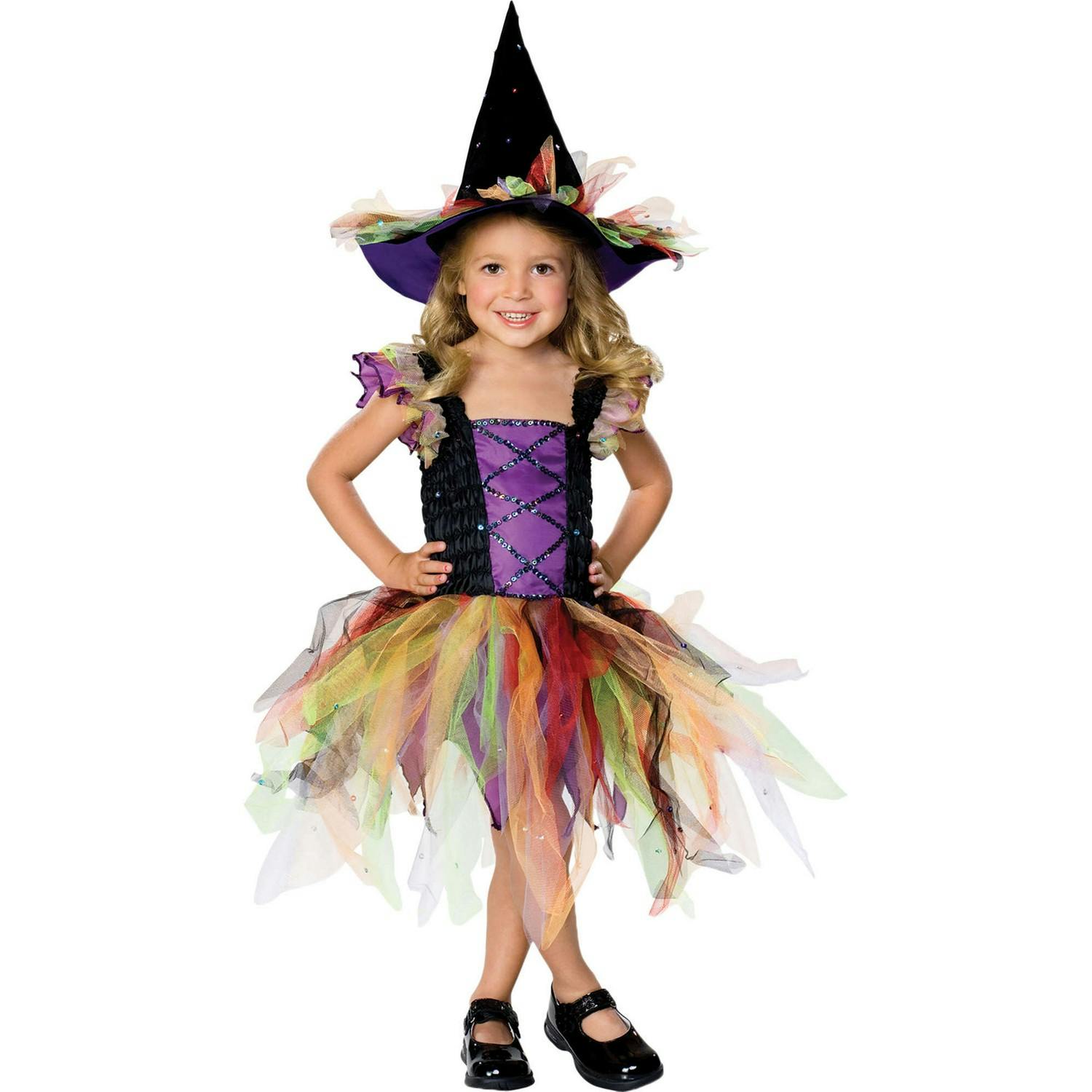 Bristol Novelty Kids Witch Glitter Costume - Multicoloured - S - Multicoloured