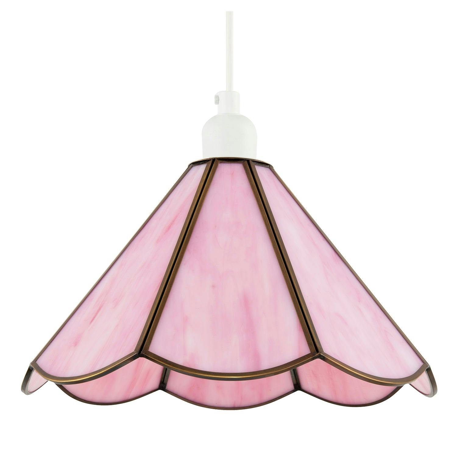 Rackhams Pink Classic Soft Blush Tiffany Glass Easy Fit Pendant Lighting Shade