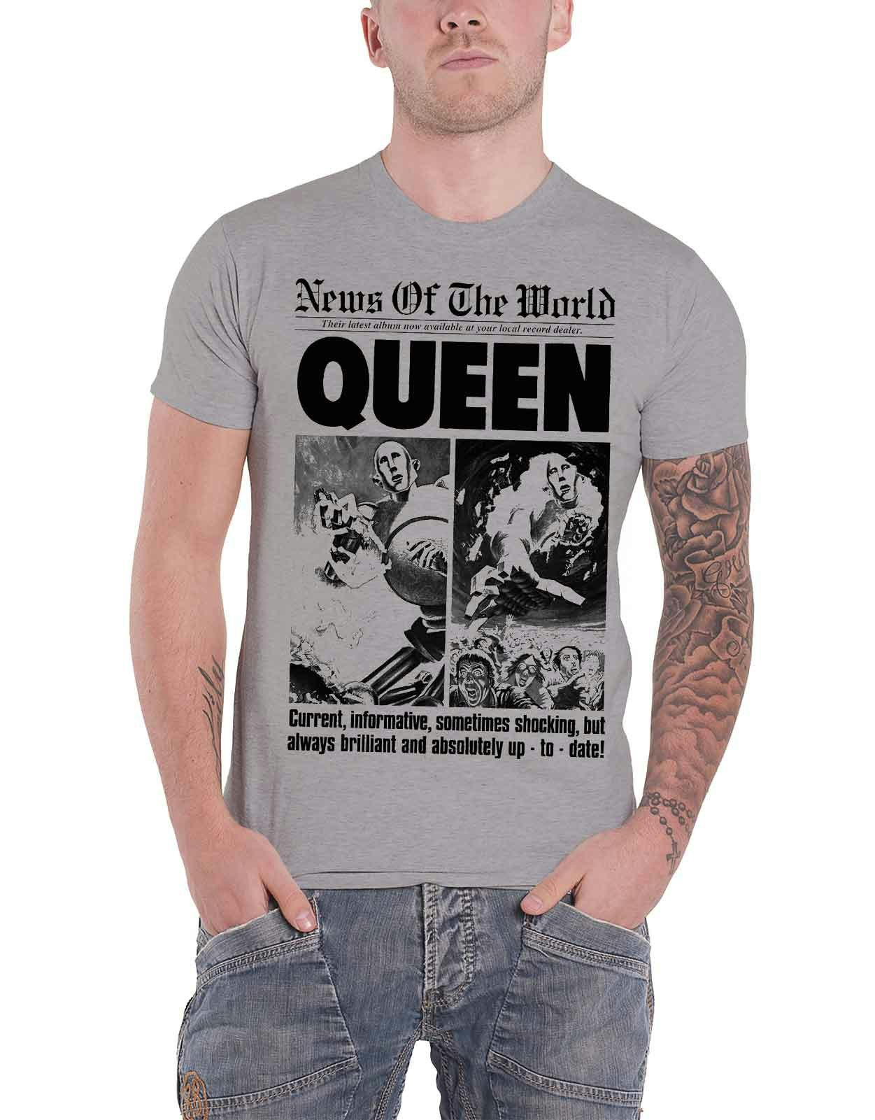 Paradiso Clothing Unisex Grey Queen News Of The World Front Page 40 Years T Shirt - S