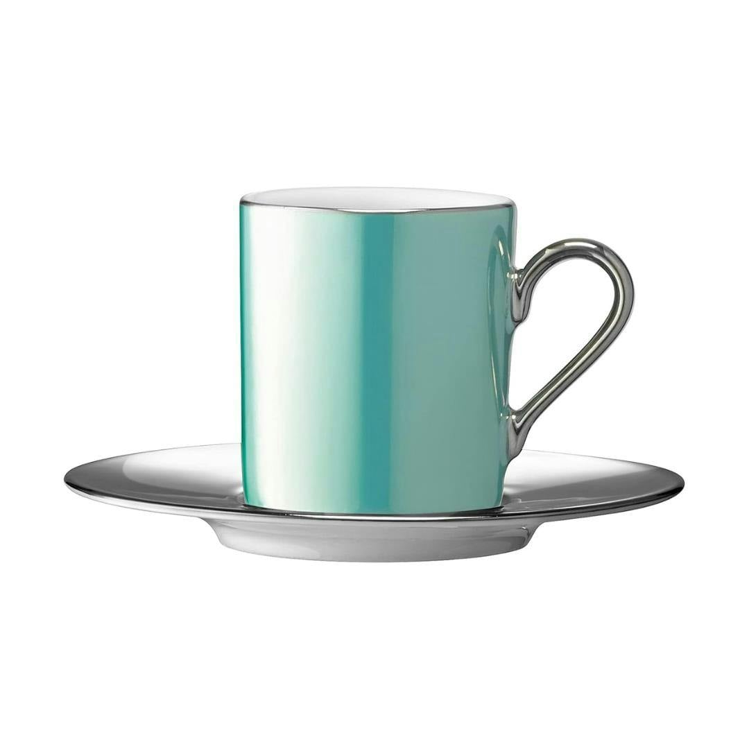 Lsa International Green Lsa Palazzo 100Ml Porcelain Coffee Cup And Saucer Sea - 100Ml - Porcelain - 1