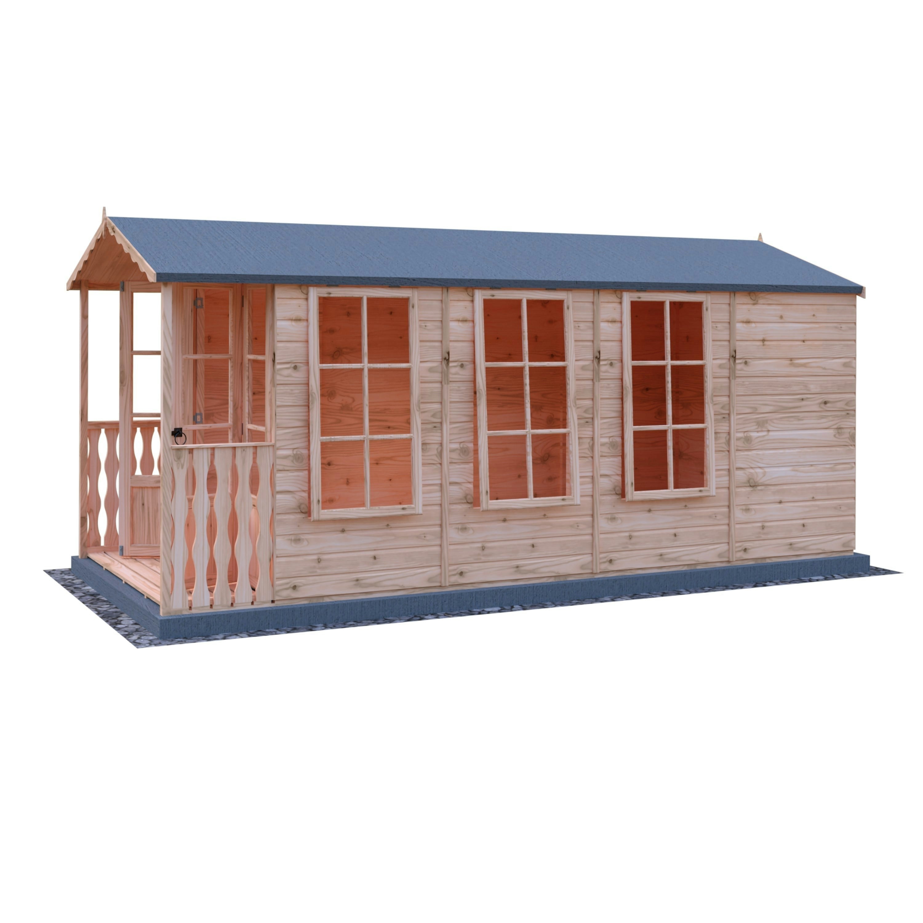 Rackhams Light Westminster & Verandah 13X7 12Mm Interlock Clad Wooden Summerhouse