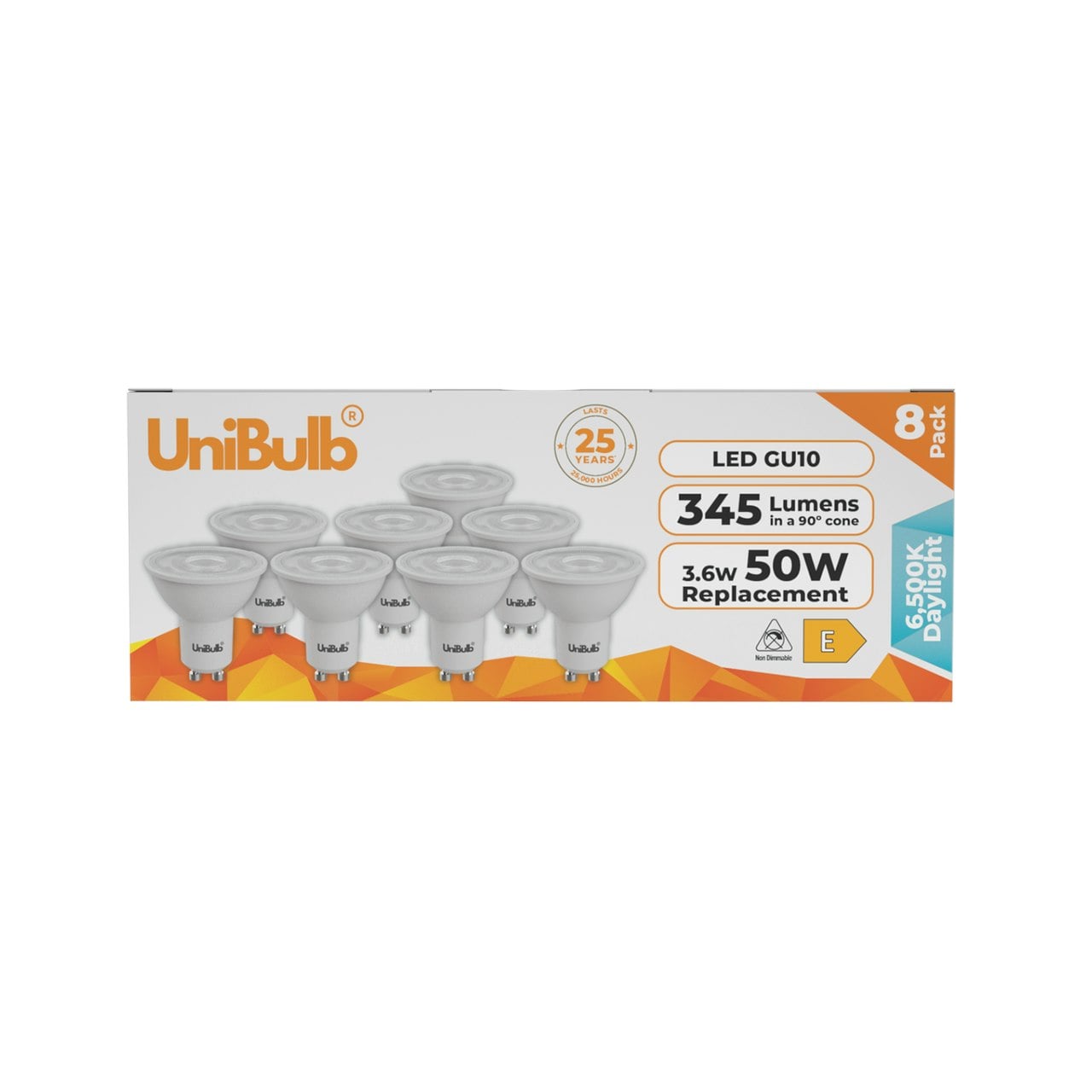 Rackhams Light Led Gu10 345Lm 3.6W 6500K (Daylight) Bulb - Pack Of 8