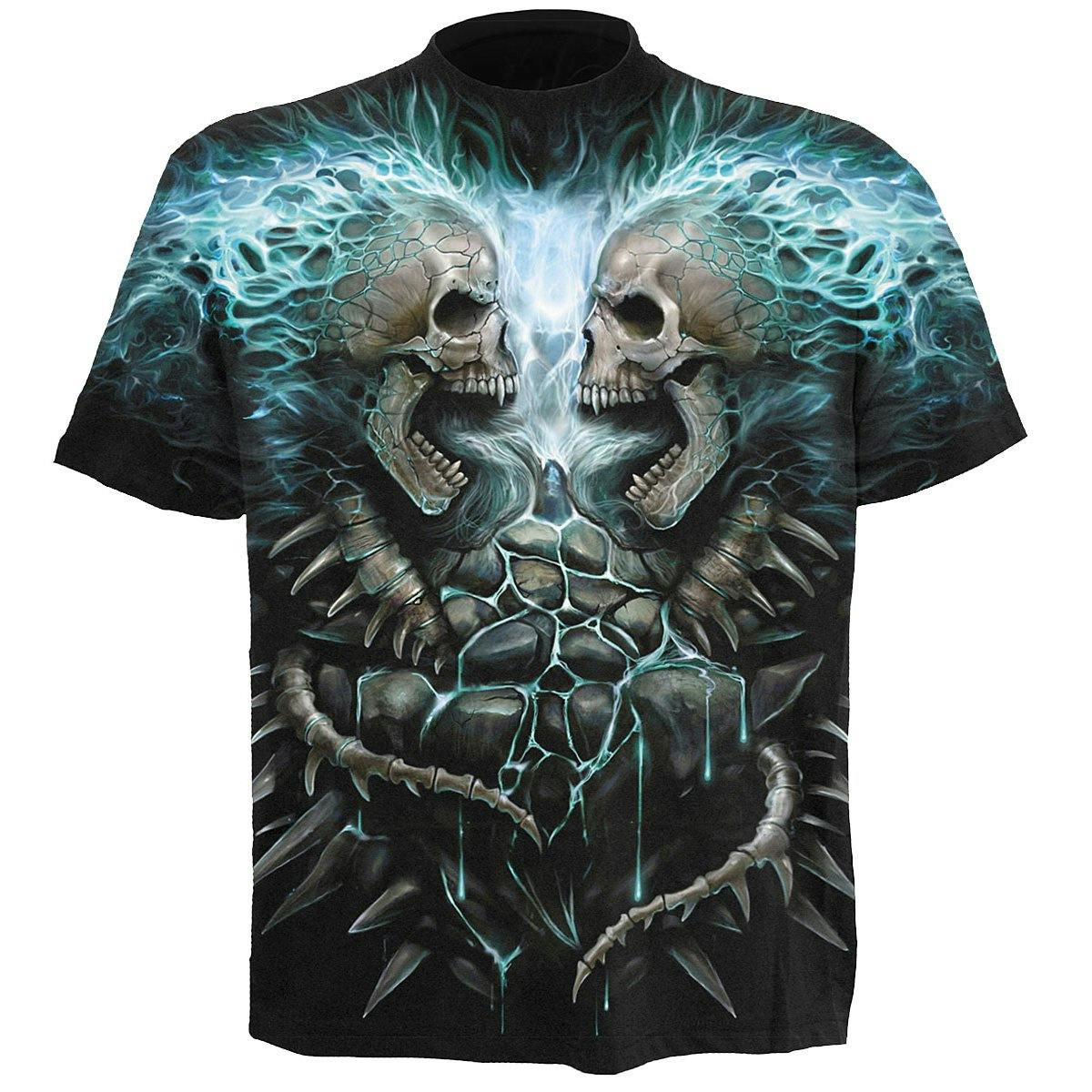 Spiral Direct Black Flaming Spine - Allover T-Shirt - S