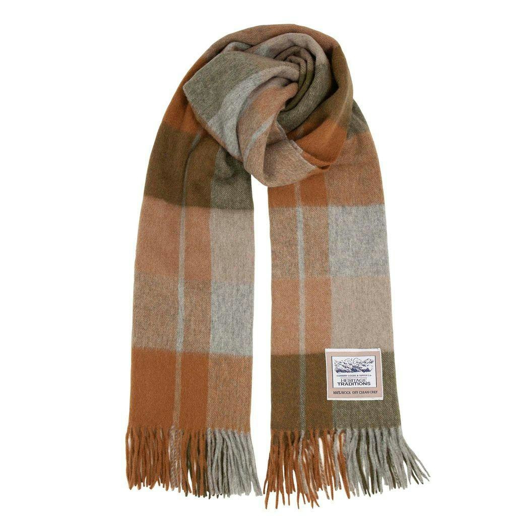 Heritage Traditions Pure Wool Check Scarf - Woodland Check