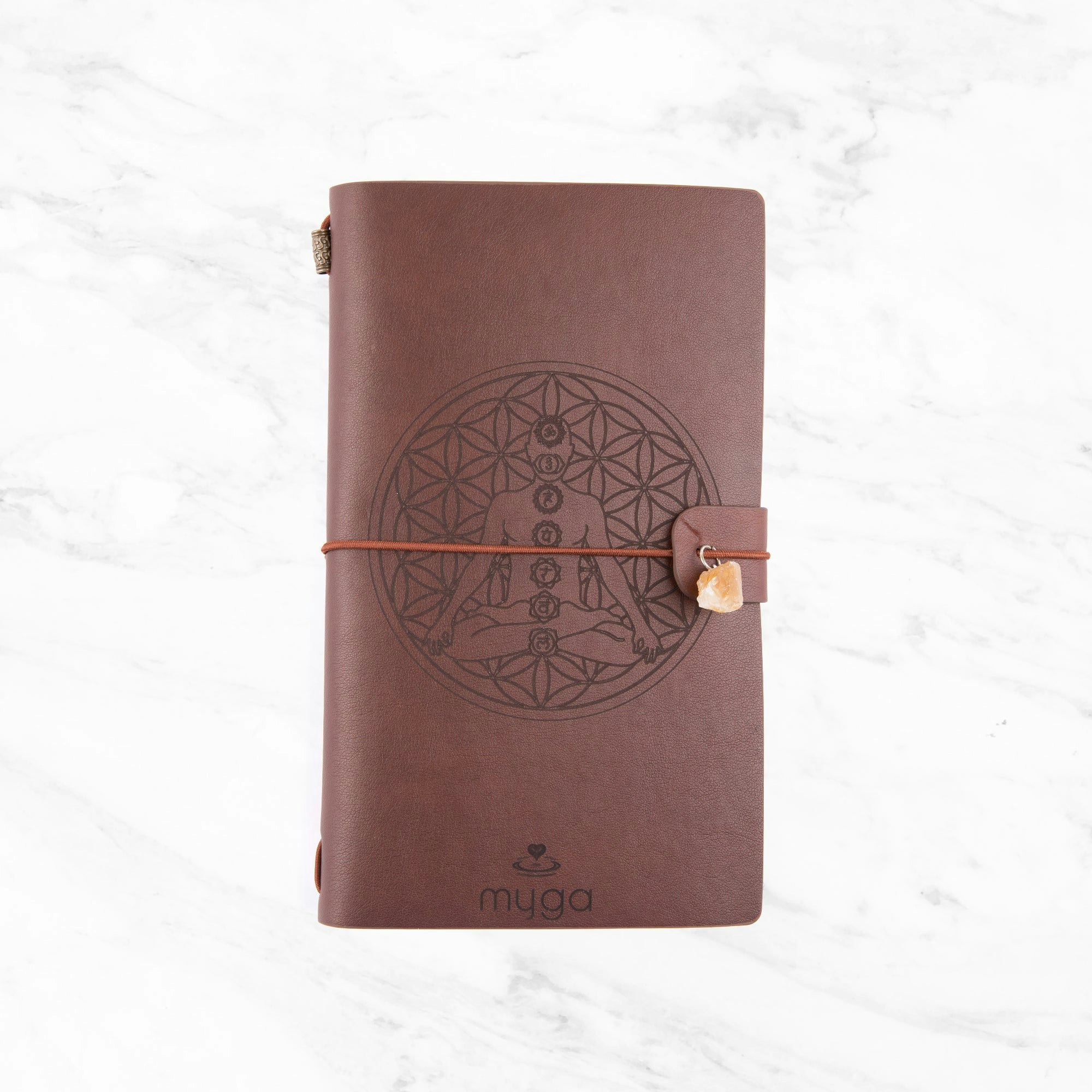 Rackhams Red/Brown Crystal Notebooks - Singles - Meditation Chakra & Citrine ( Brown)
