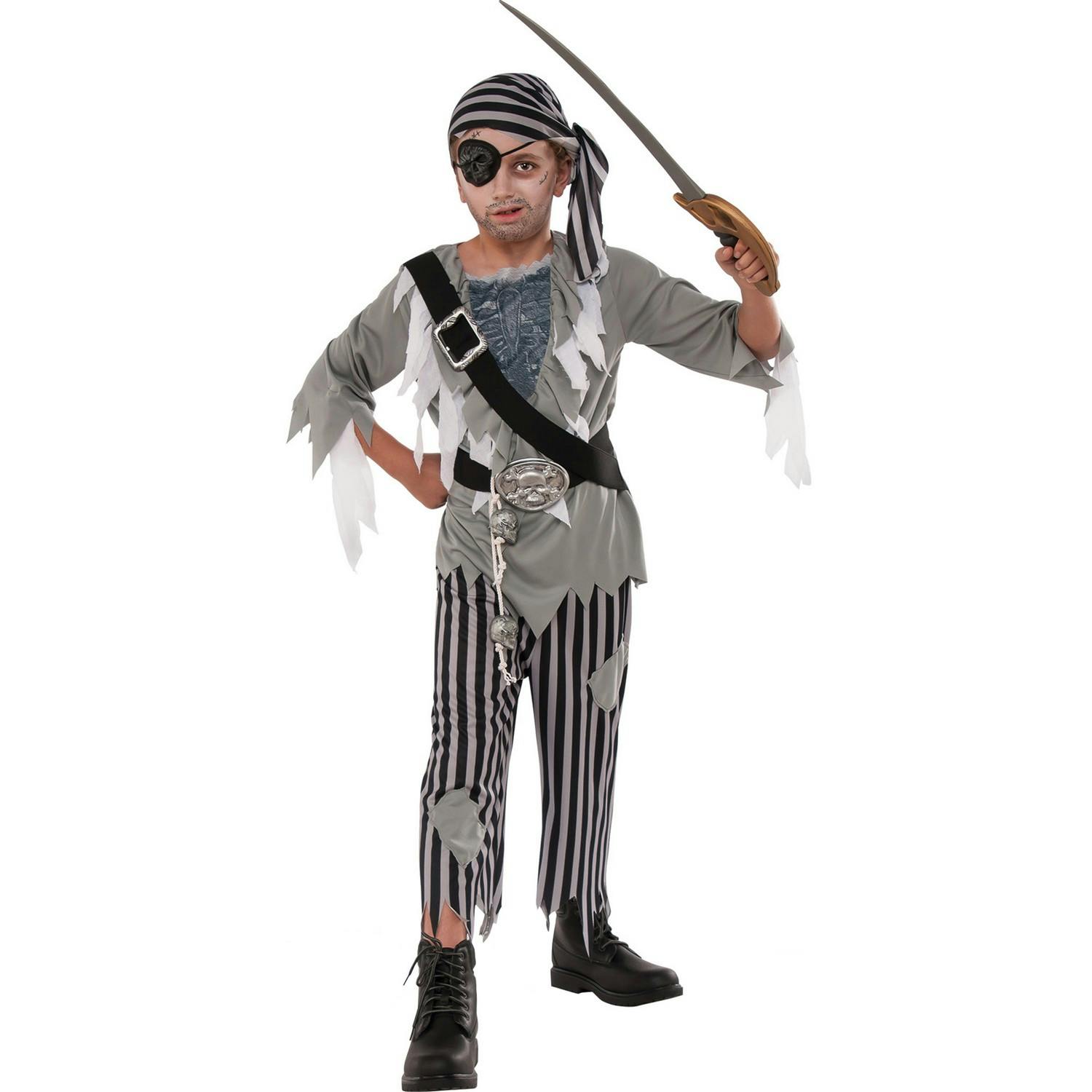 Bristol Novelty Boys Grey Pirate Ghost Halloween Costume - 7-8 Years