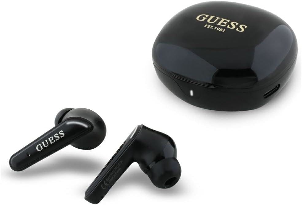 Guess Black Glossy Classic Logo Tws Wireless Earphones - Gutwst7fceek