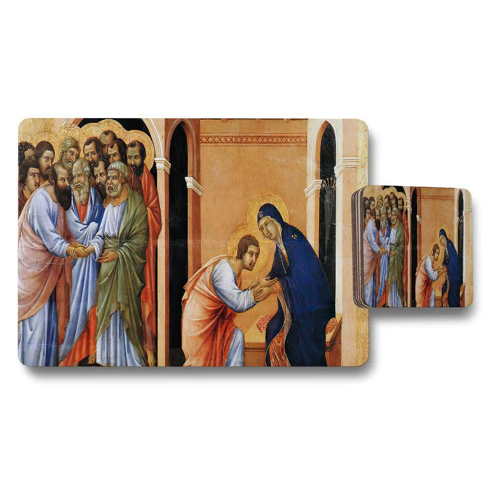 Benjamin Tate Design Religious Art Placemat Coaster Set Biblical Scene Decor