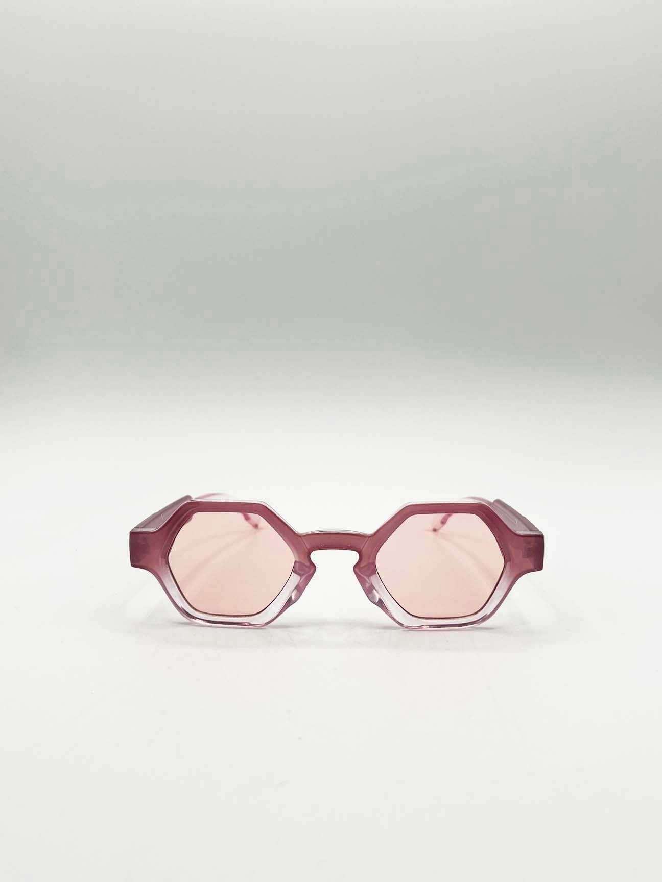 Svnx Pink Round Hexagon Sunglasses In - One Size