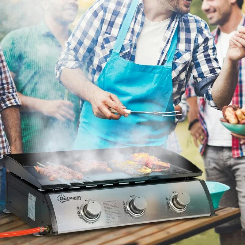 Rackhams Silver Portable Gas Plancha Bbq Grill With 2 Stainless Steel Burner, 6Kw - 63L X 48W X 21H Cm - Image 6