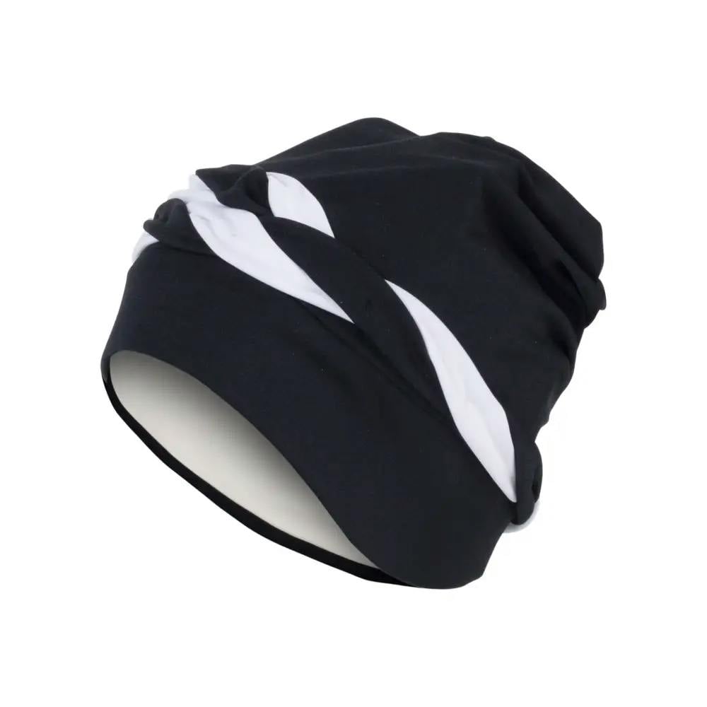Fashy Black/White Braid Fabric Swim Cap