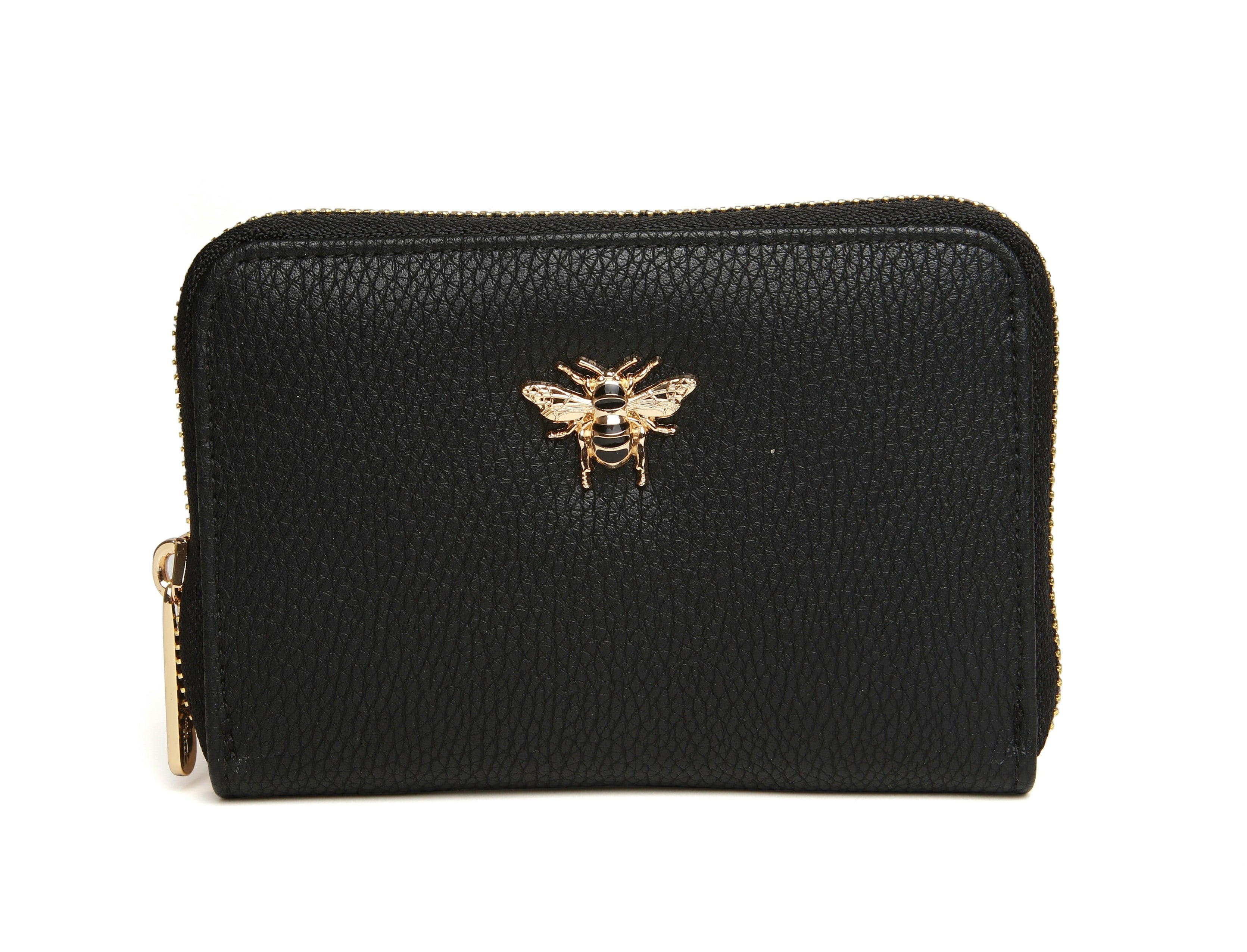 Alice Wheeler Gold/Black Bee Bromley Vegan Leather Medium Concertina Purse