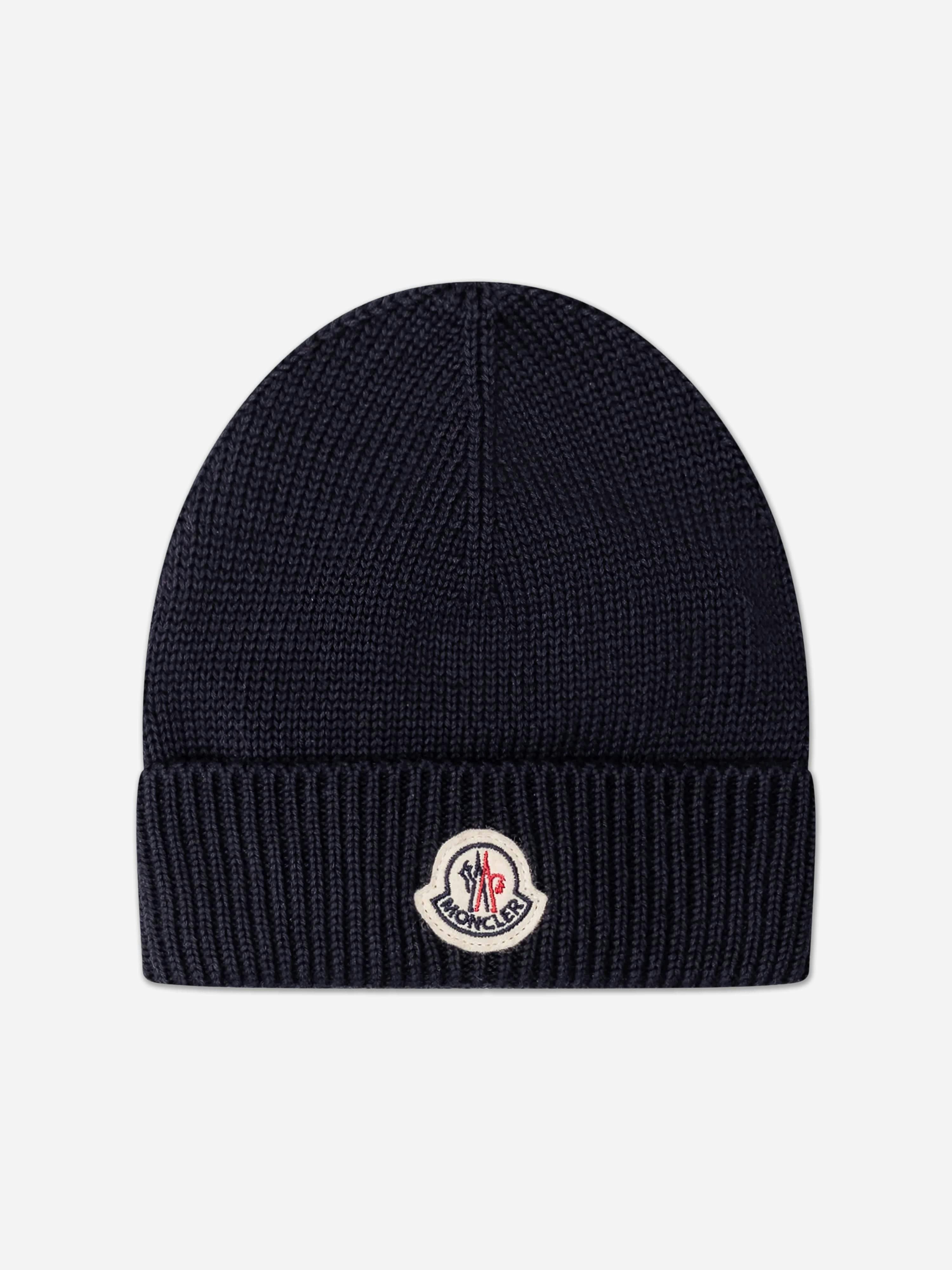 Moncler Enfant Baby Logo Beanie Hat In Navy - Navy - 9 - 12 Mths