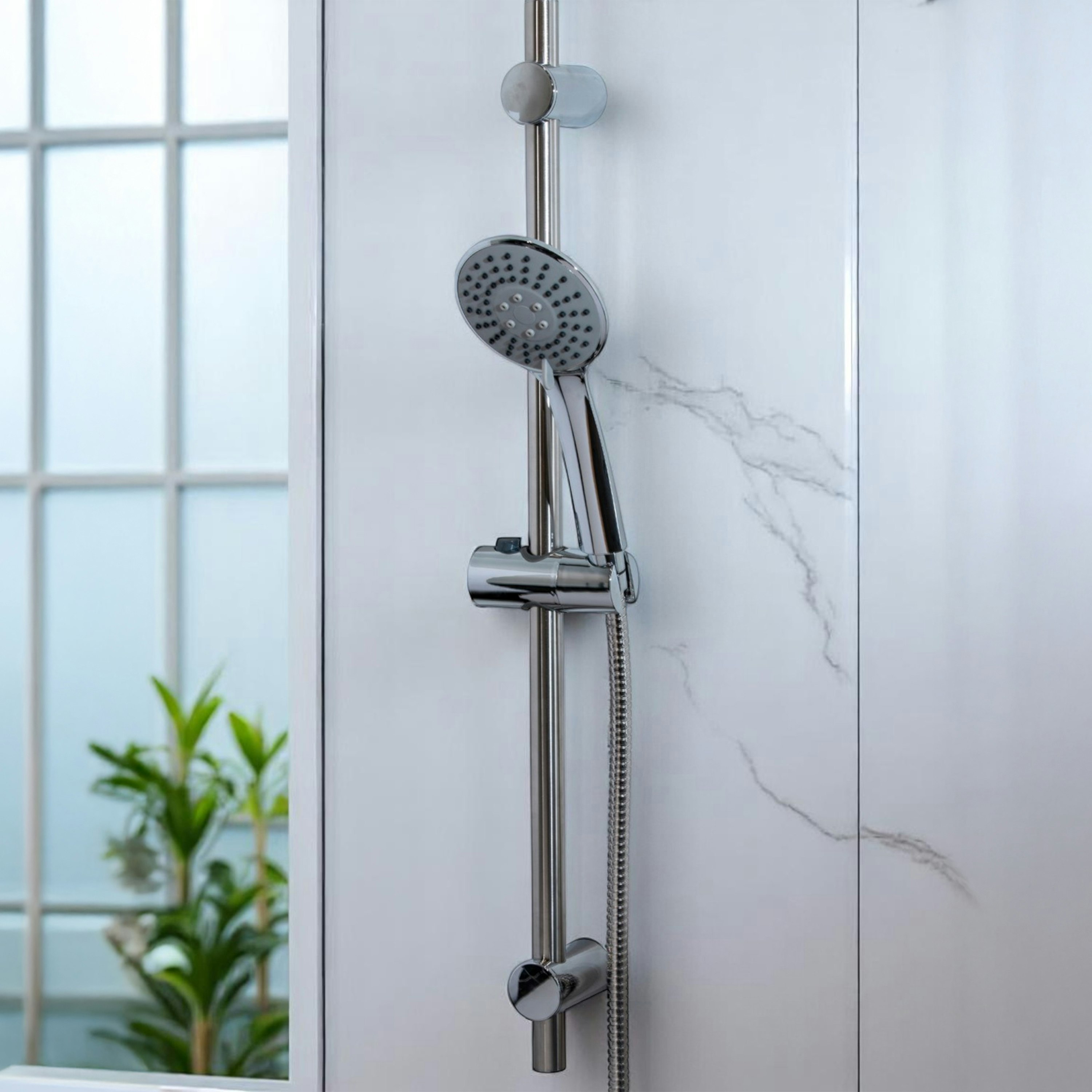 Showerdrape Spectra Chrome 3-Spray Pattern Shower Riser Rail Kit