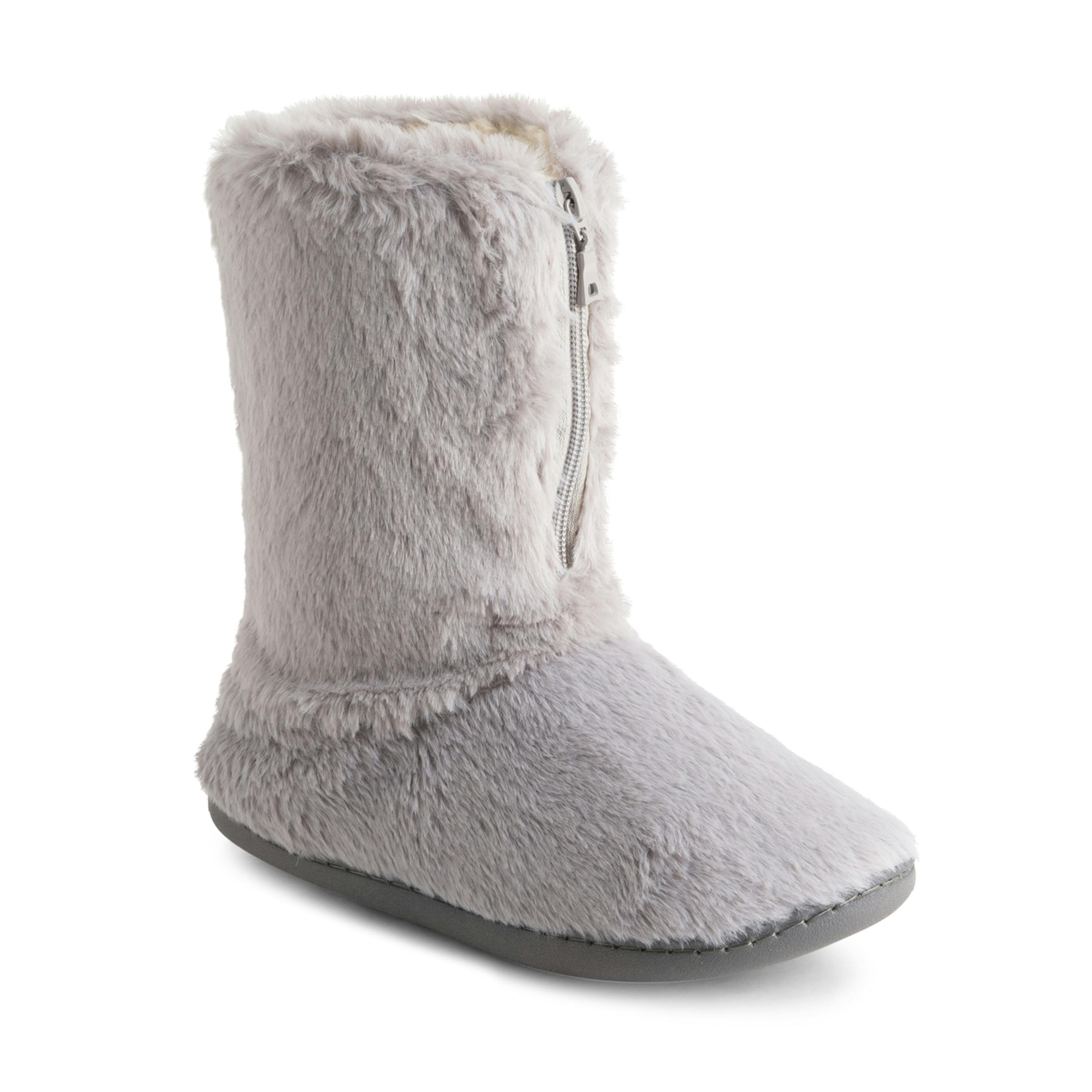 Viva Women's Grey Polar Memory Foam Zipper Faux Fur Cosy Boots - 5