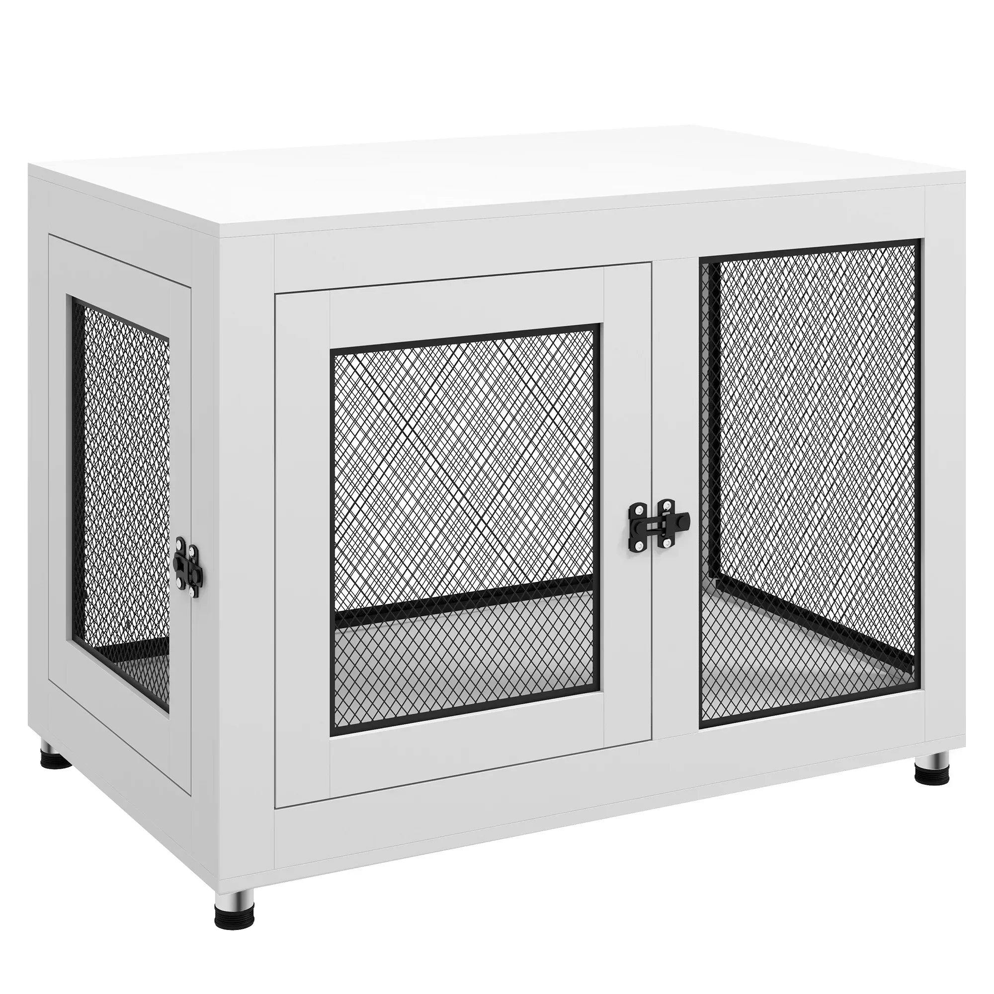 Pawhut White Pet Crate End Table W/ Soft Washable Cushion For Lage Medium Small Dogs - Image 7