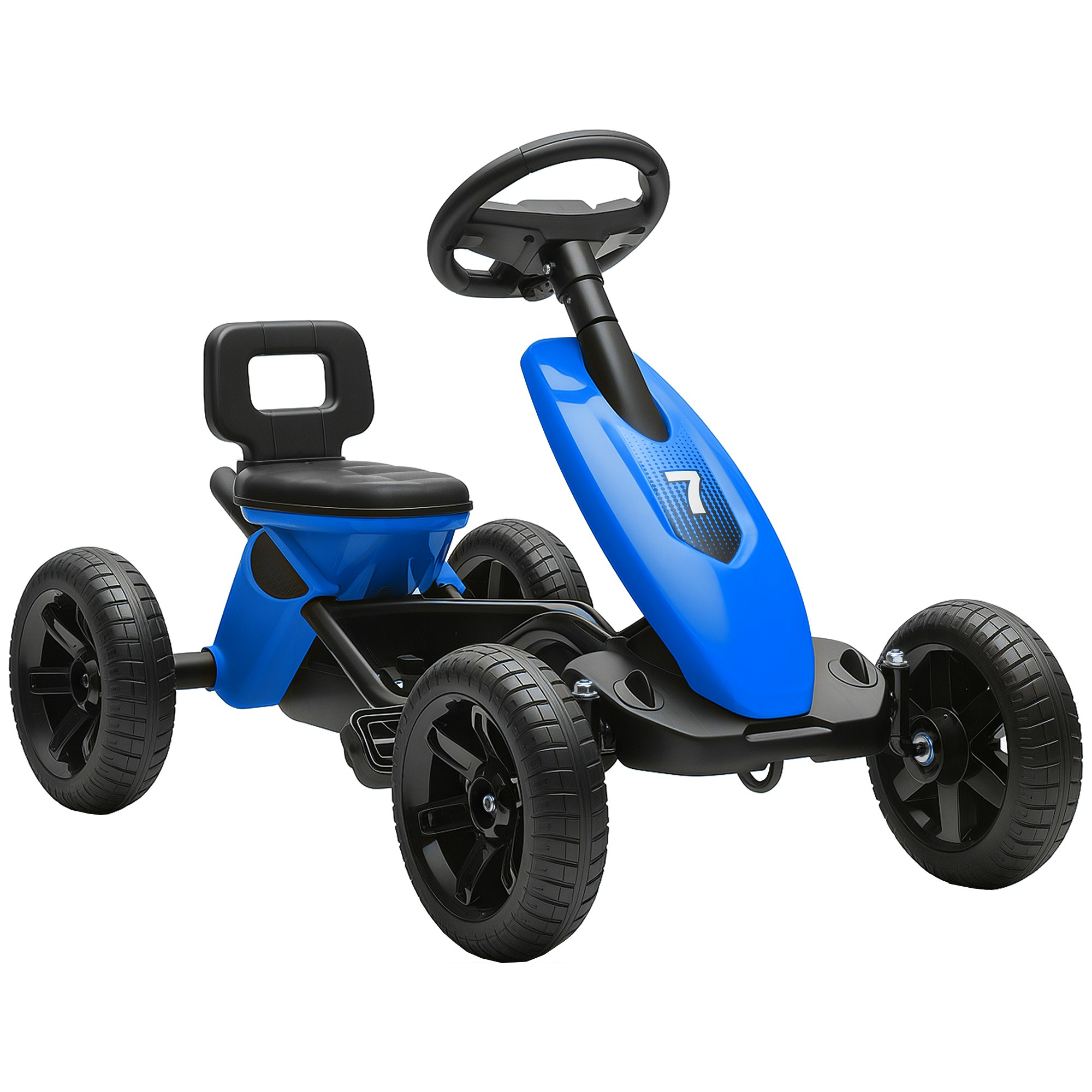 Aiyaplay Blue Pedal Go-Kart For Kids With Silent Eva Wheels, Metal Frame, Large