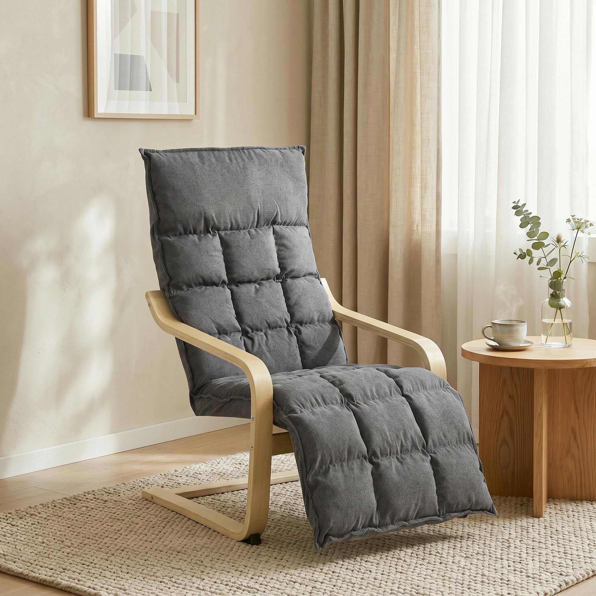 Rackhams Grey Accent Chair, Leisure Lounge Chair Armchair With Footrest,