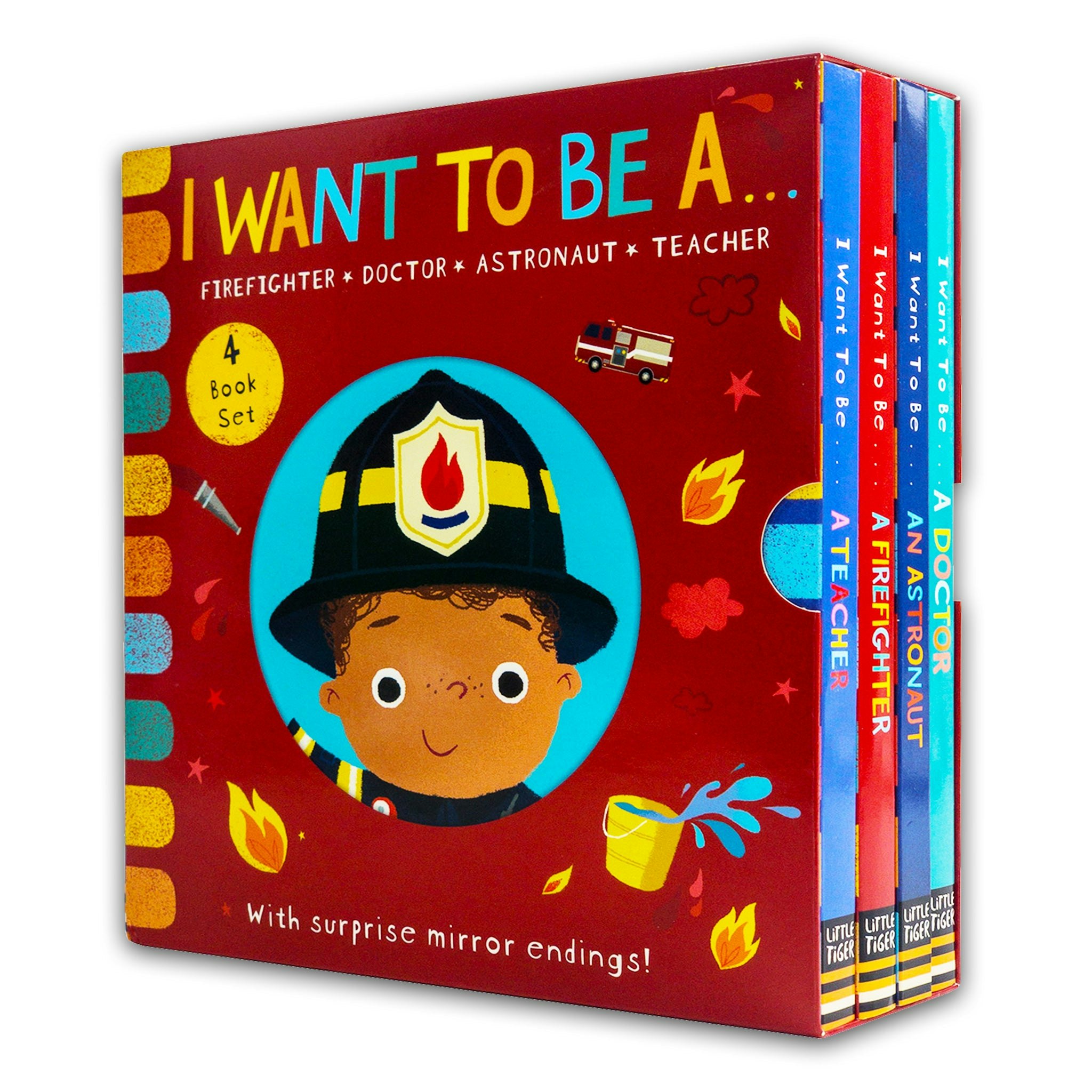 Little Tiger I Want To Be A... Series 4 Books Childrens Collection Set (Teacher, Firefighter, Astronaut, Doctor)