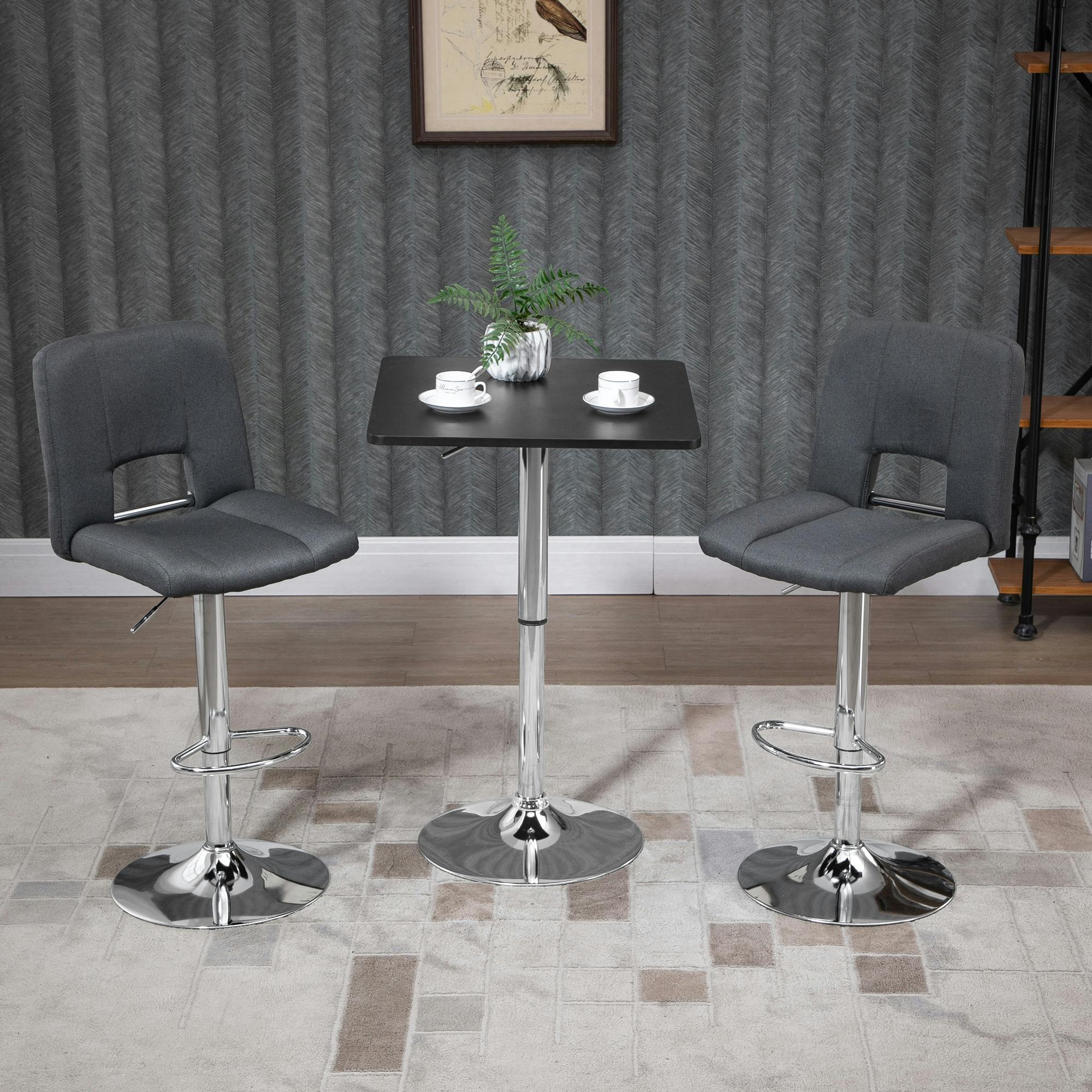 Homcom Adjustable Height Bar Table With Metal Frame And Square Tabletop