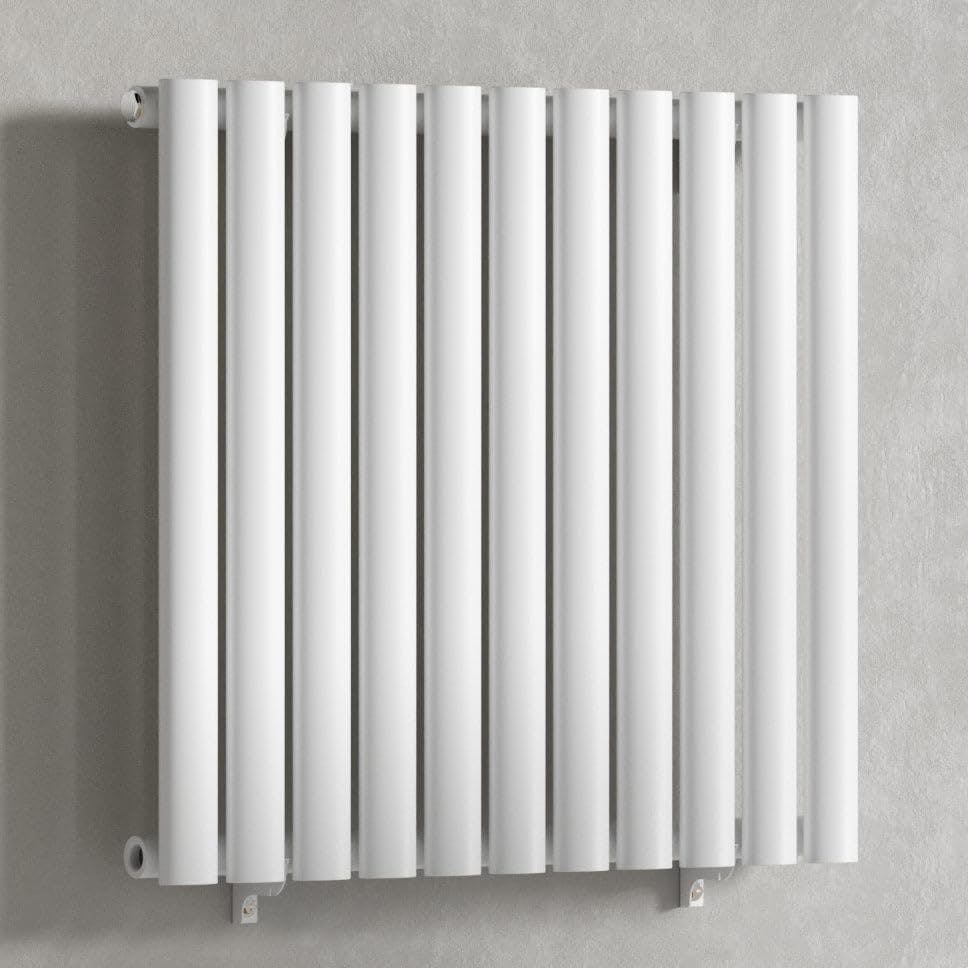 Myhomeware White 660 X 600 Mm Modern Horizontal Column Designer Radiator Oval Single Panel Radiator Heater