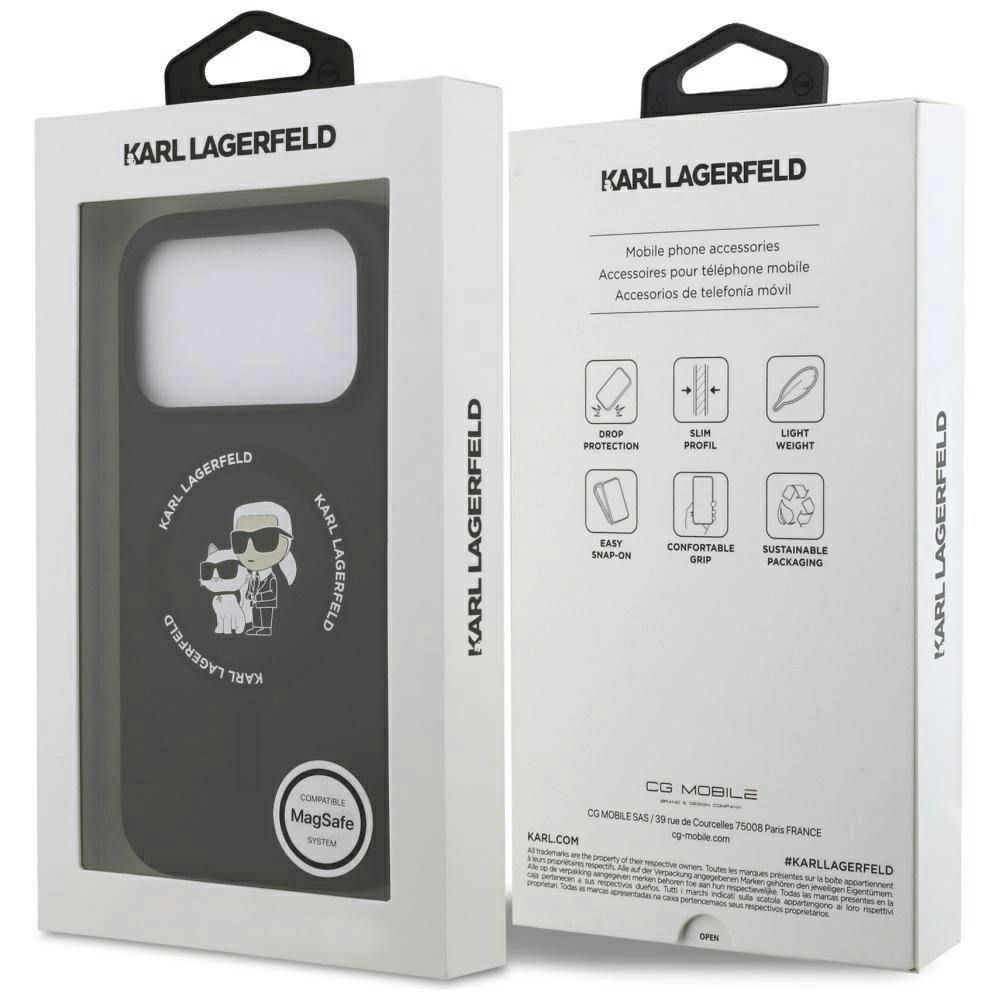 Karl Lagerfeld Black Liquid Silicone Karl And Choupette With Magsafe Case For Iphone 17 Pro Max 6.9" - Klhmp17xscmkcrhk
