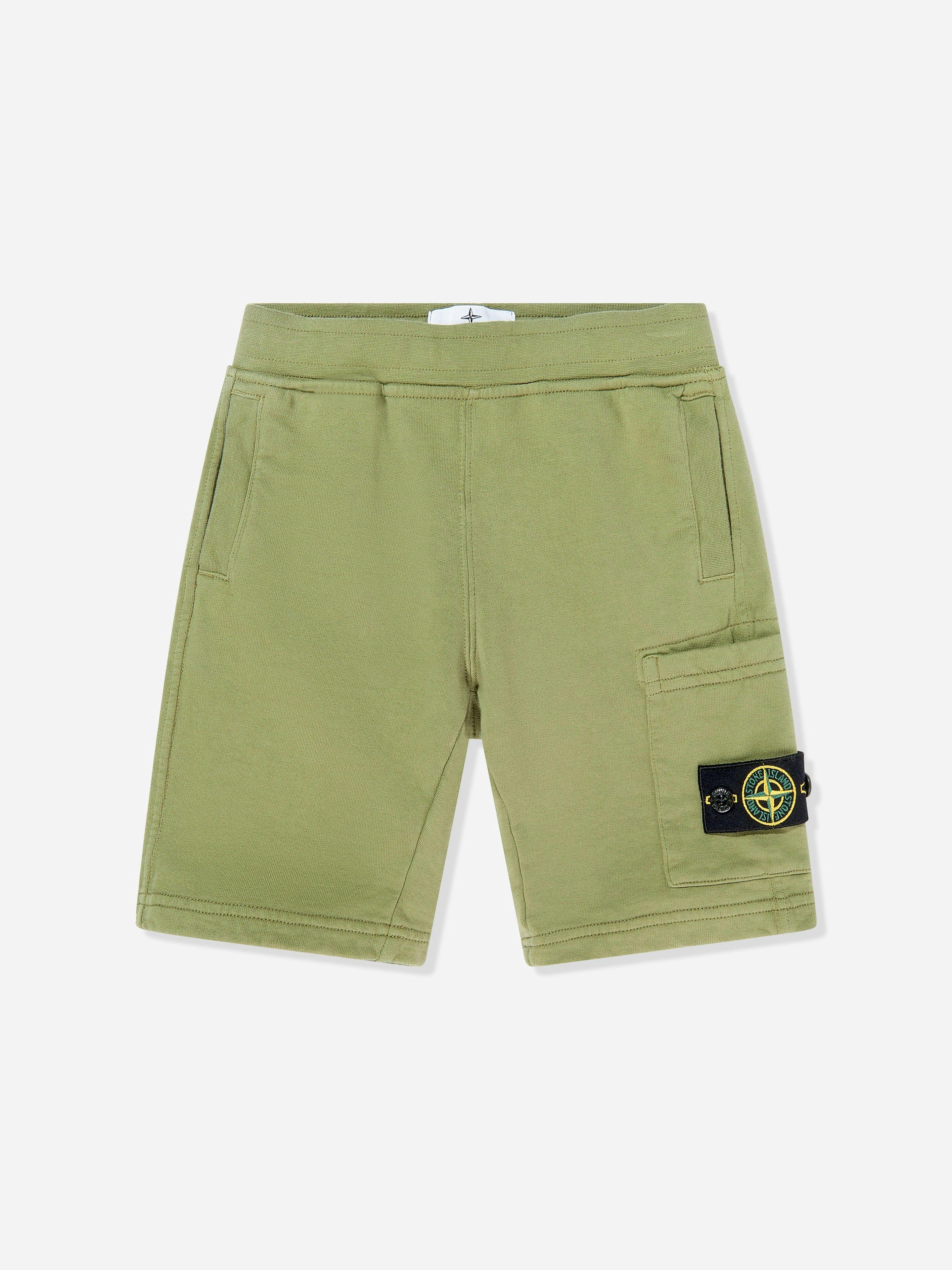 Stone Island Boys Green Junior Logo Pocket Shorts In - 6 Yrs