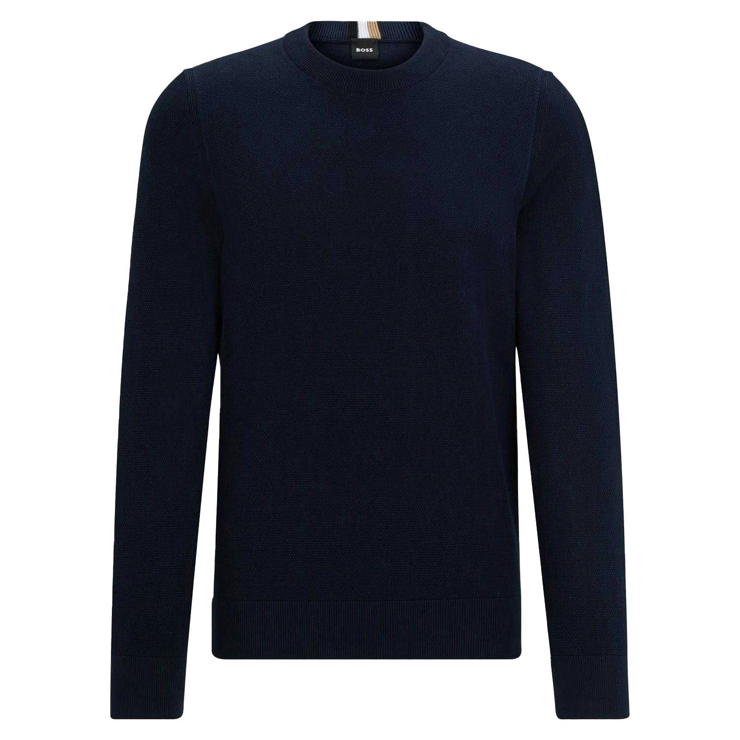 Boss Men's Dark/Blue Ecaio-P Knitted Jumper - Xxl - 100% Organic Cotton