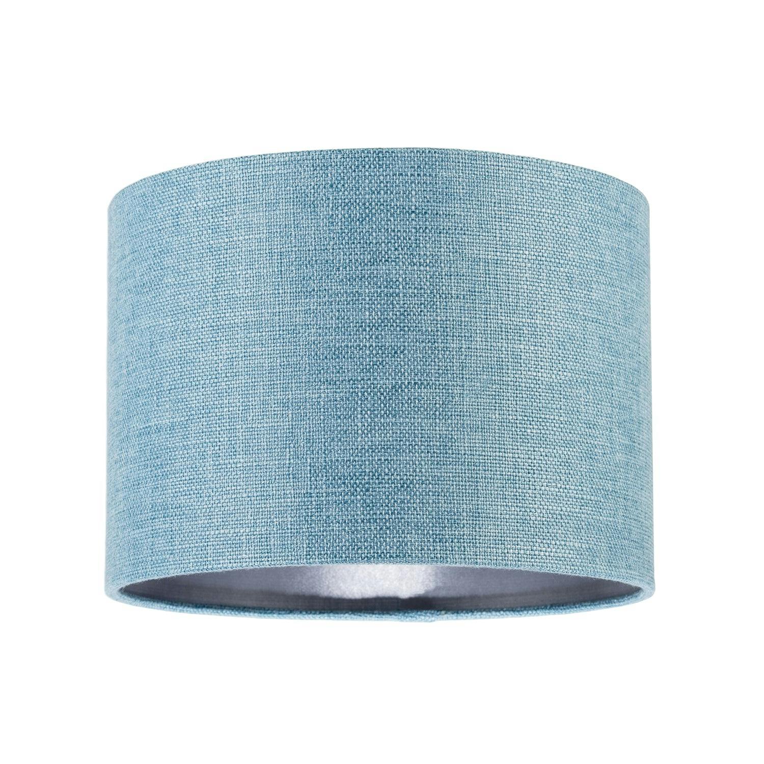Rackhams Blue Contemporary And Sleek Nova Plain Linen Fabric Drum Lamp Shade