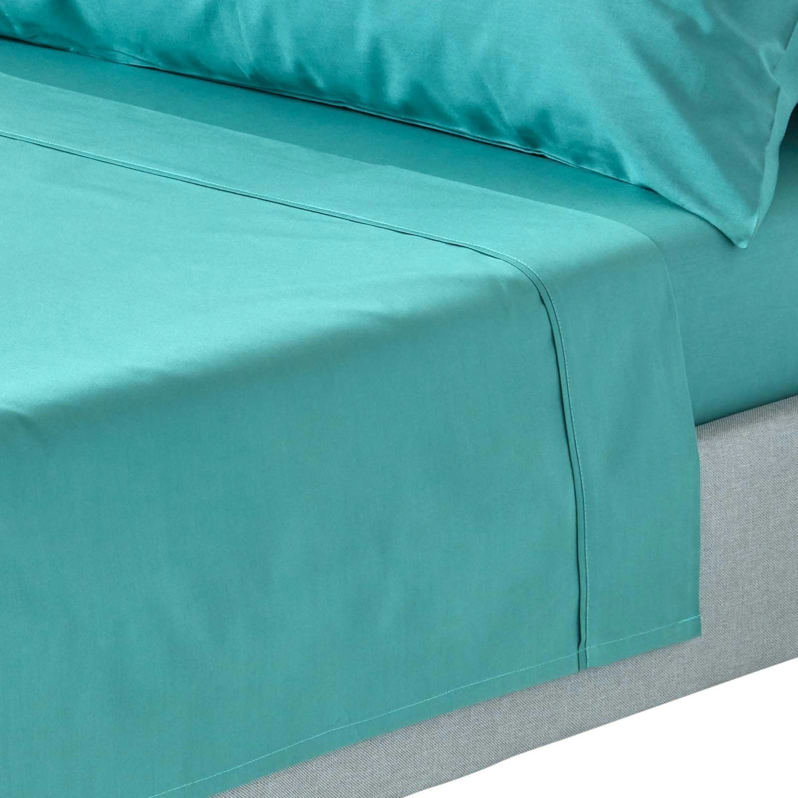 Homescapes Crisp & Cool 200 Tc Egyptian Cotton Percale Flat Sheet - Teal - Single